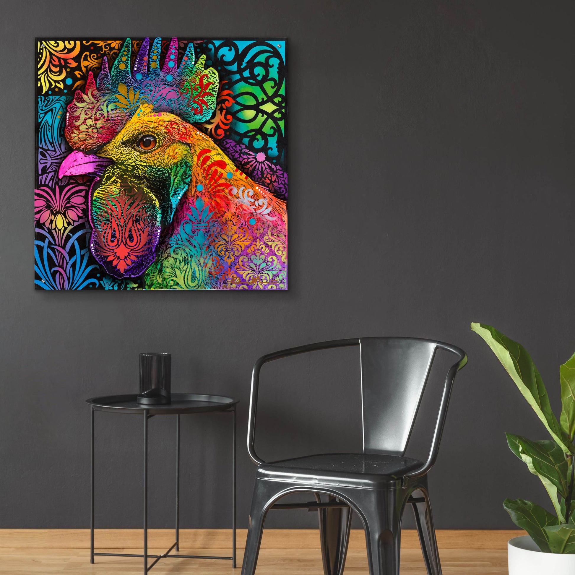 Epic Art 'Rooster' by Dean Russo Studios, Acrylic Glass Wall Art,36x36