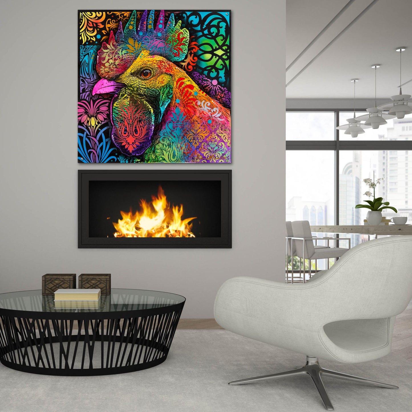 Epic Art 'Rooster' by Dean Russo Studios, Acrylic Glass Wall Art,36x36