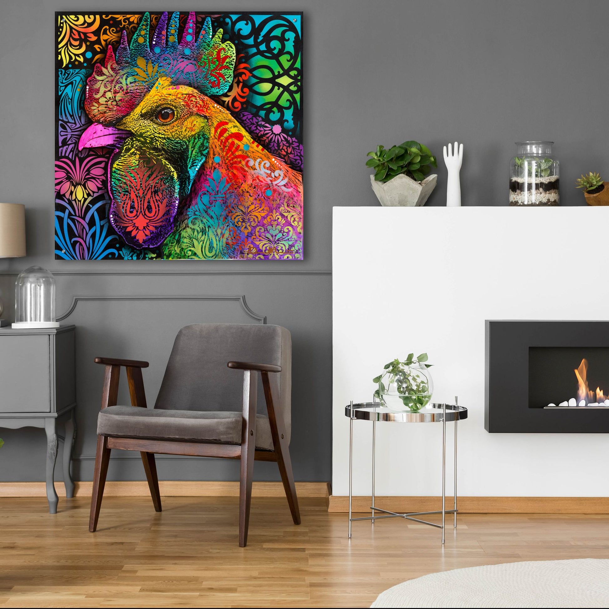 Epic Art 'Rooster' by Dean Russo Studios, Acrylic Glass Wall Art,36x36