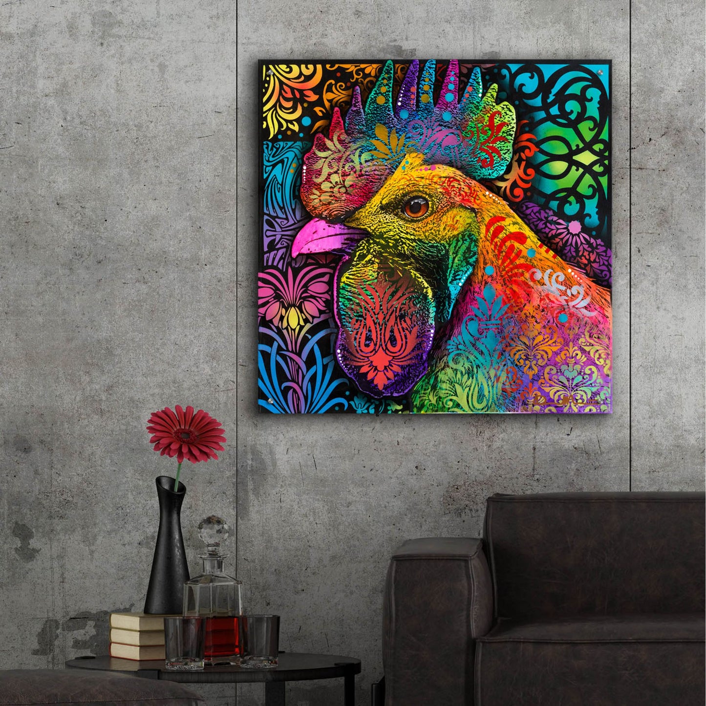 Epic Art 'Rooster' by Dean Russo Studios, Acrylic Glass Wall Art,36x36