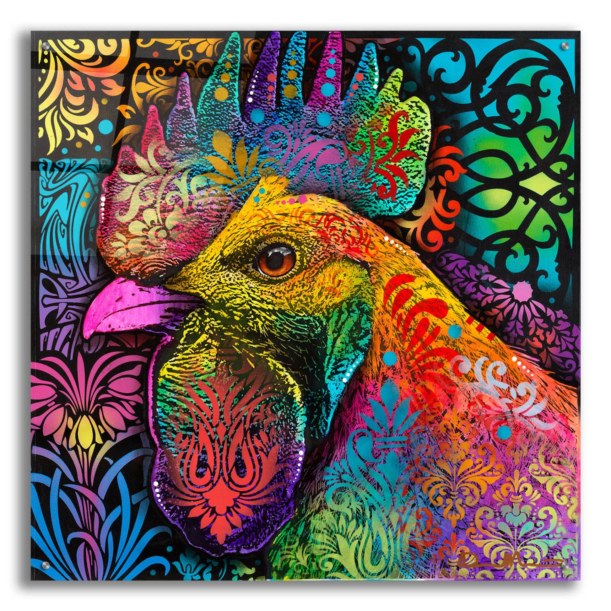 Epic Art 'Rooster' by Dean Russo Studios, Acrylic Glass Wall Art,36x36