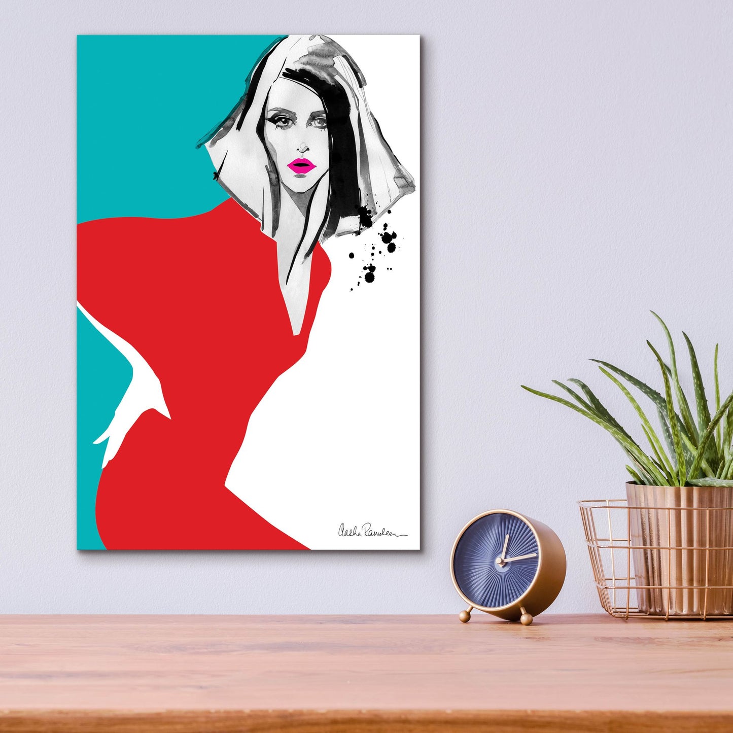 Epic Art ' Red Dress' by Aasha Ramdeen, Acrylic Glass Wall Art,12x16