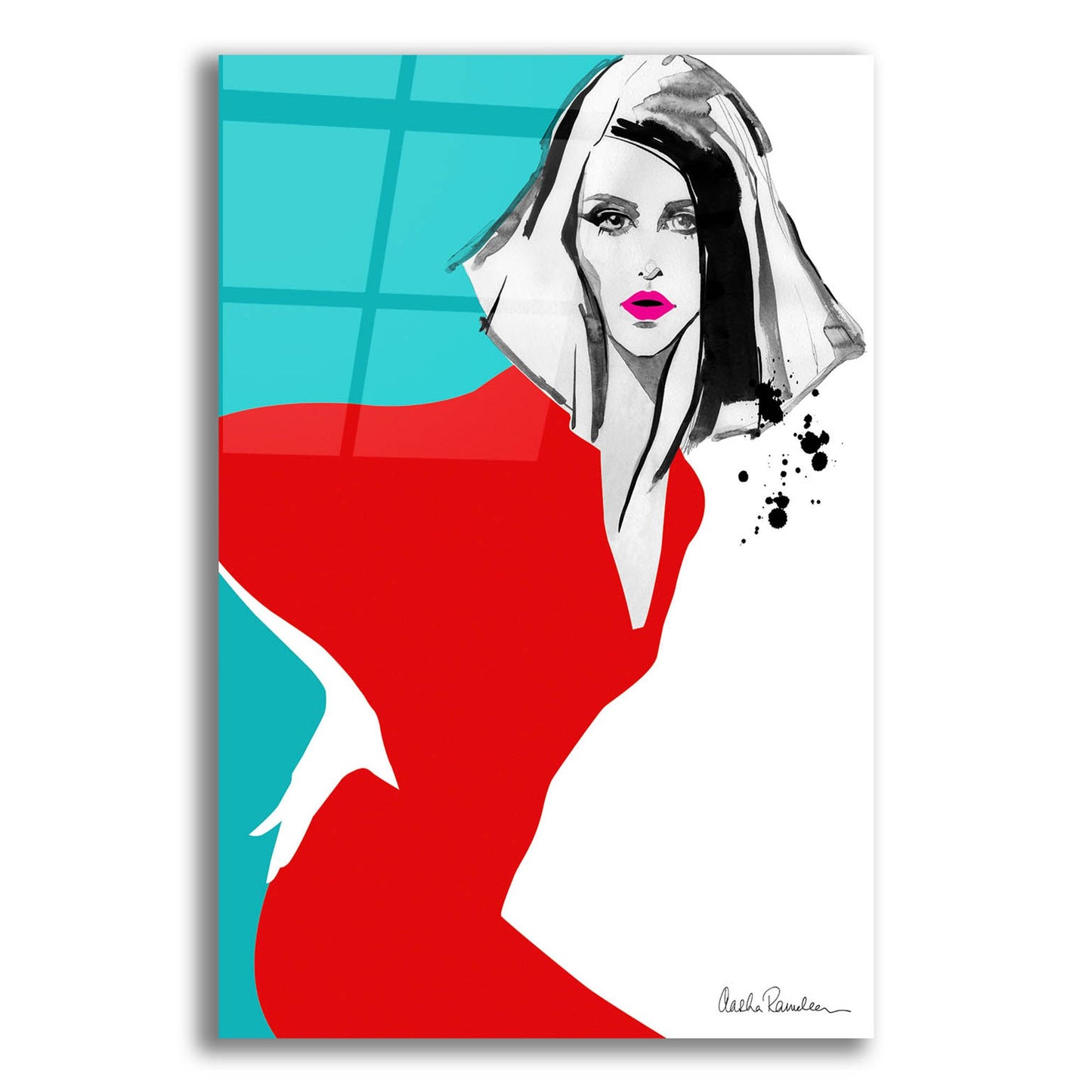 Epic Art ' Red Dress' by Aasha Ramdeen, Acrylic Glass Wall Art,16x24