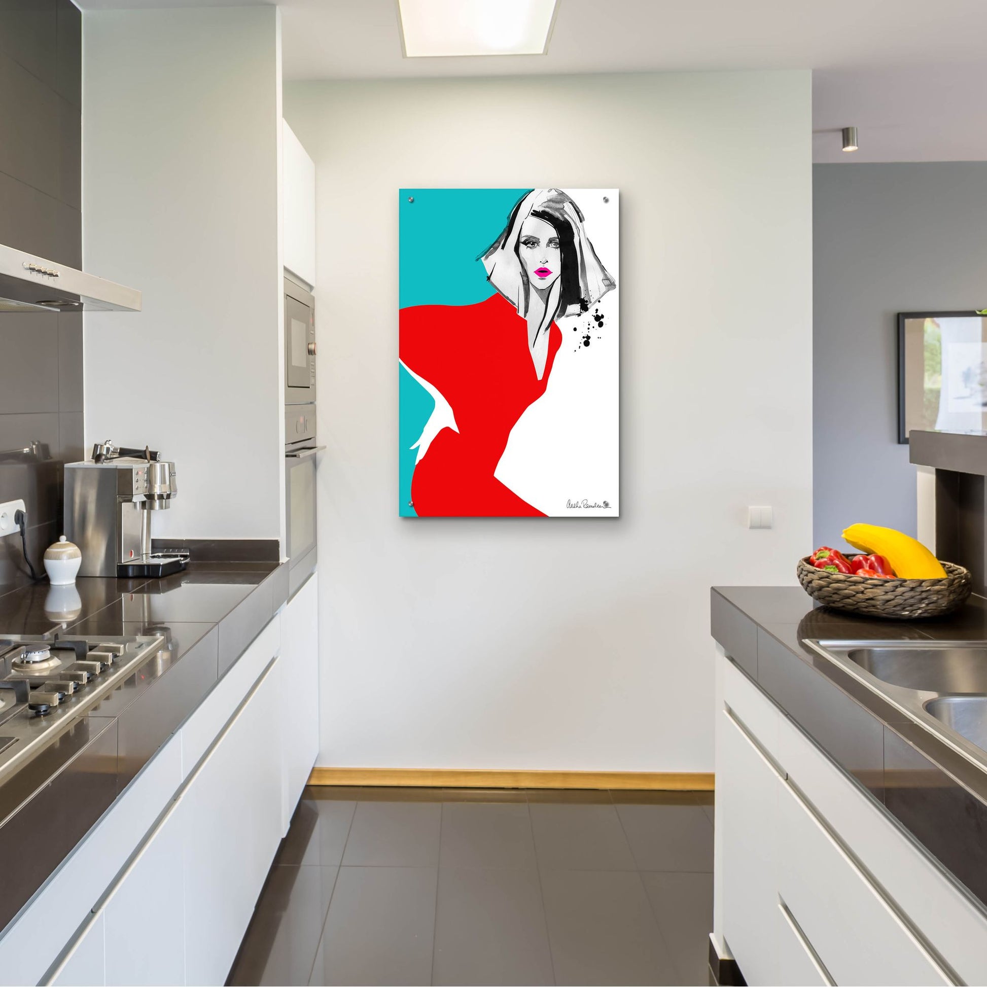 Epic Art ' Red Dress' by Aasha Ramdeen, Acrylic Glass Wall Art,24x36