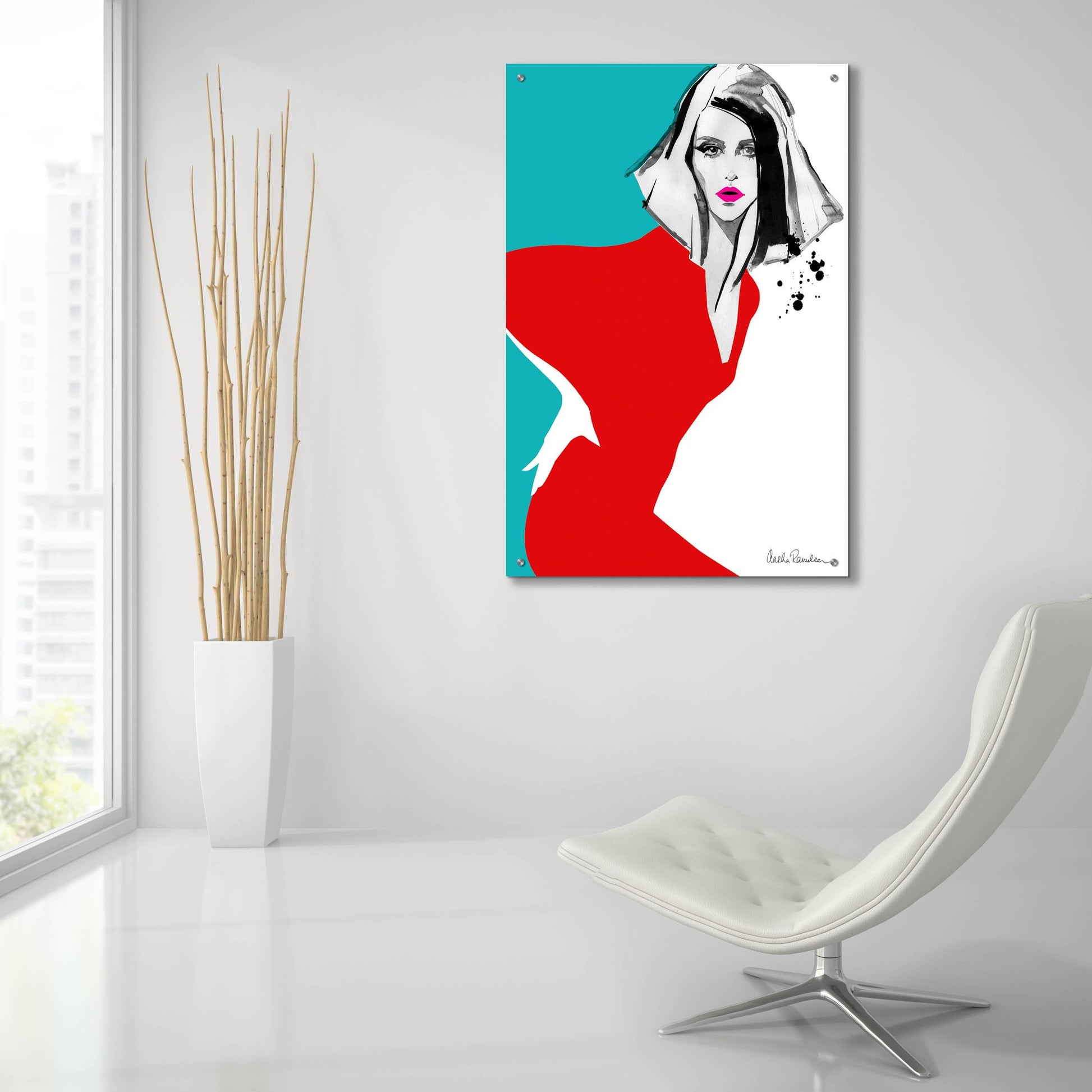 Epic Art ' Red Dress' by Aasha Ramdeen, Acrylic Glass Wall Art,24x36