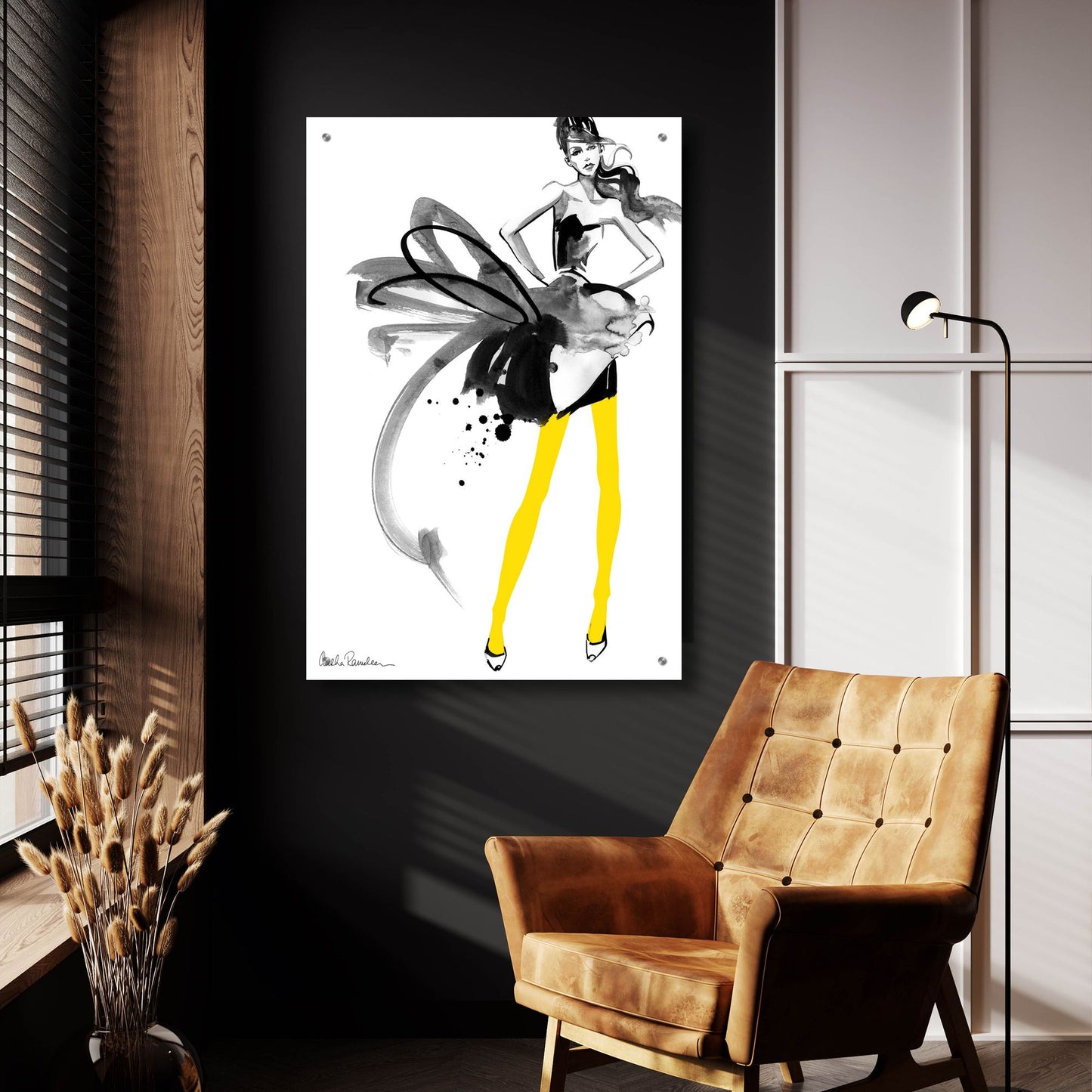 Epic Art ' Yellow Tights' by Aasha Ramdeen, Acrylic Glass Wall Art,24x36