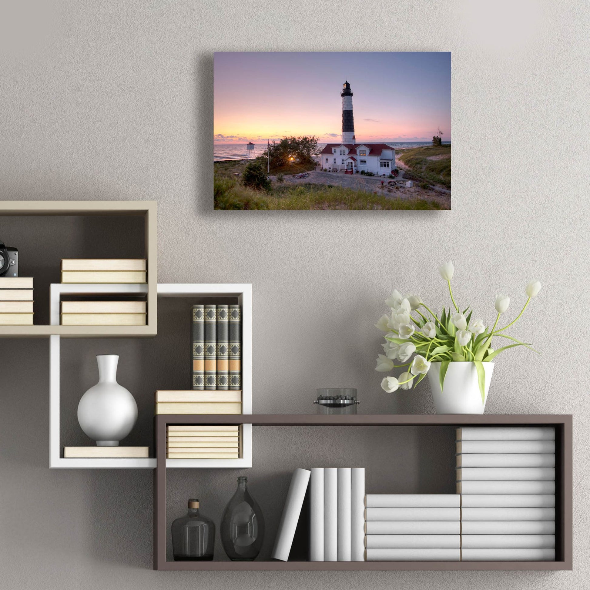 Epic Art ' Big Sable Point Lighthouse At Sunset' by Adam Romanowicz, Acrylic Glass Wall Art,24x16