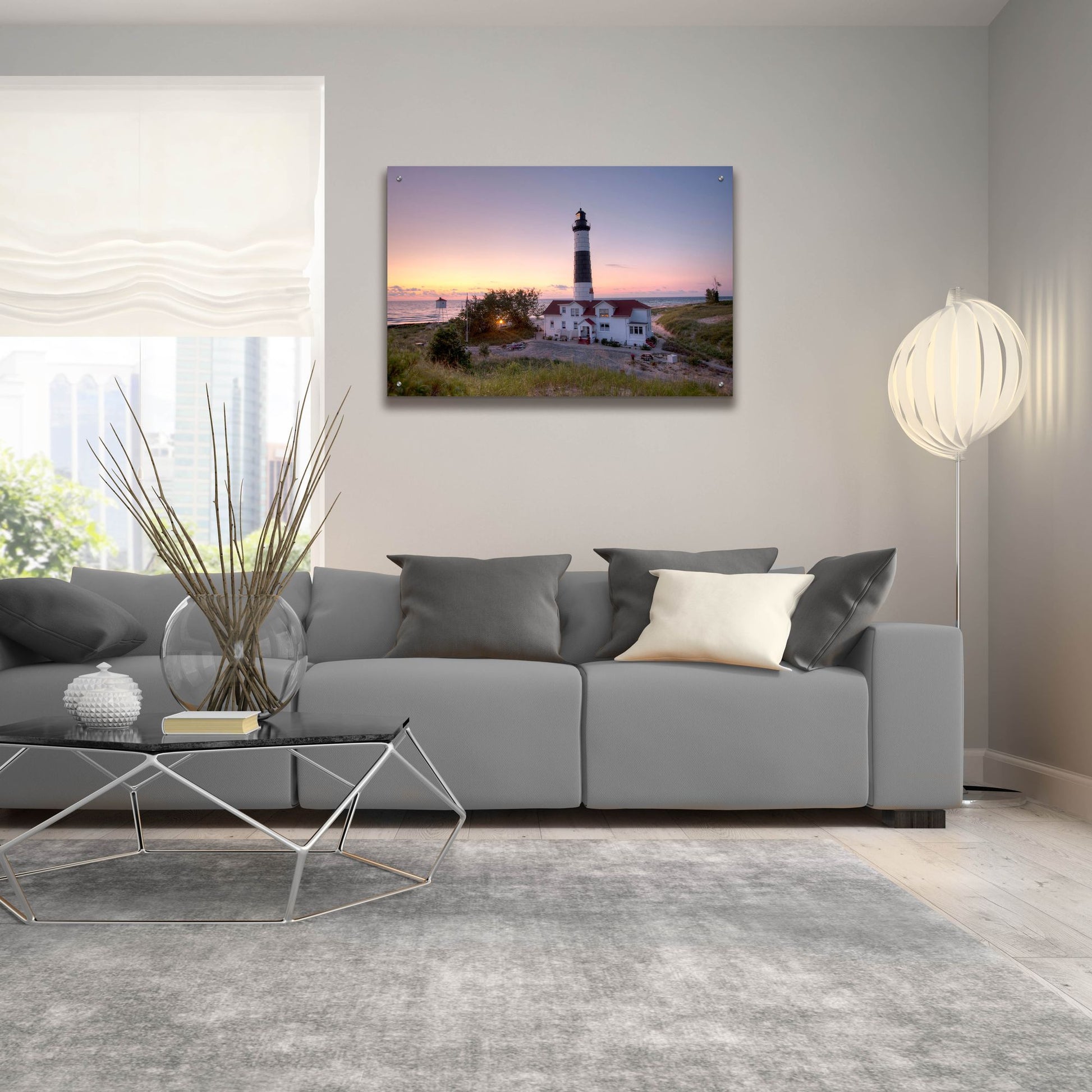 Epic Art ' Big Sable Point Lighthouse At Sunset' by Adam Romanowicz, Acrylic Glass Wall Art,36x24