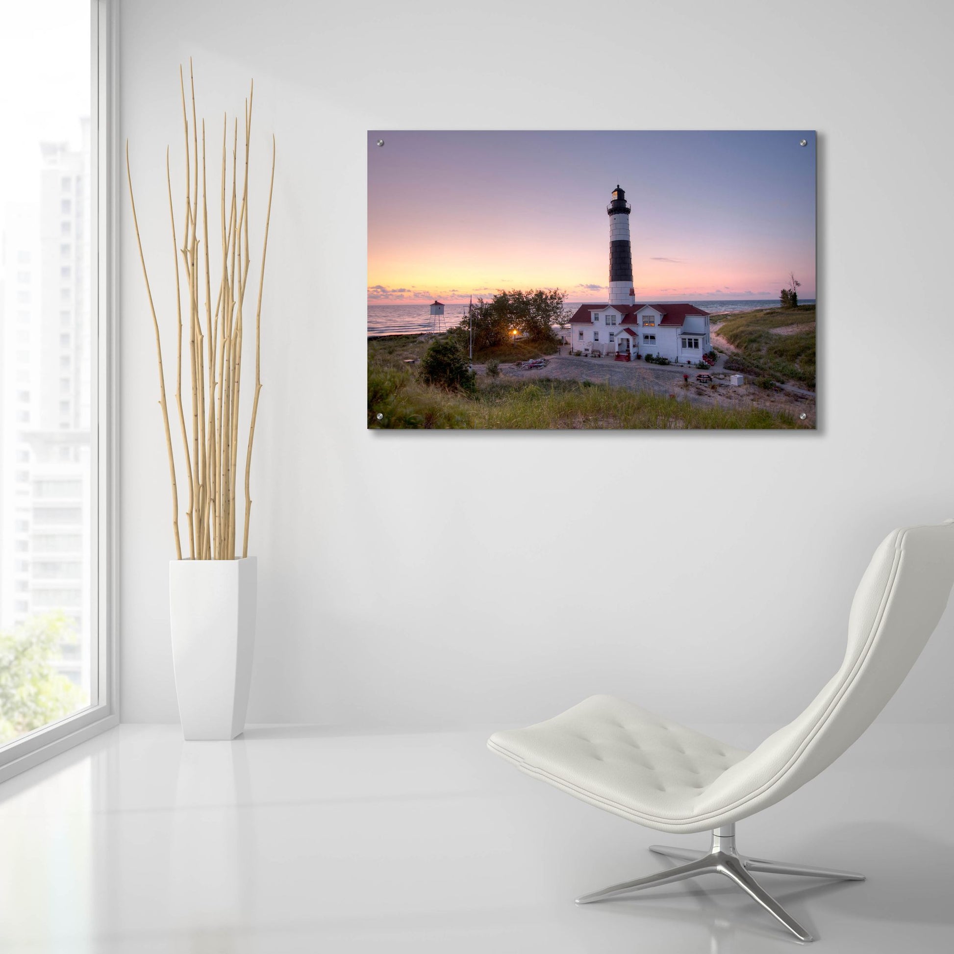 Epic Art ' Big Sable Point Lighthouse At Sunset' by Adam Romanowicz, Acrylic Glass Wall Art,36x24