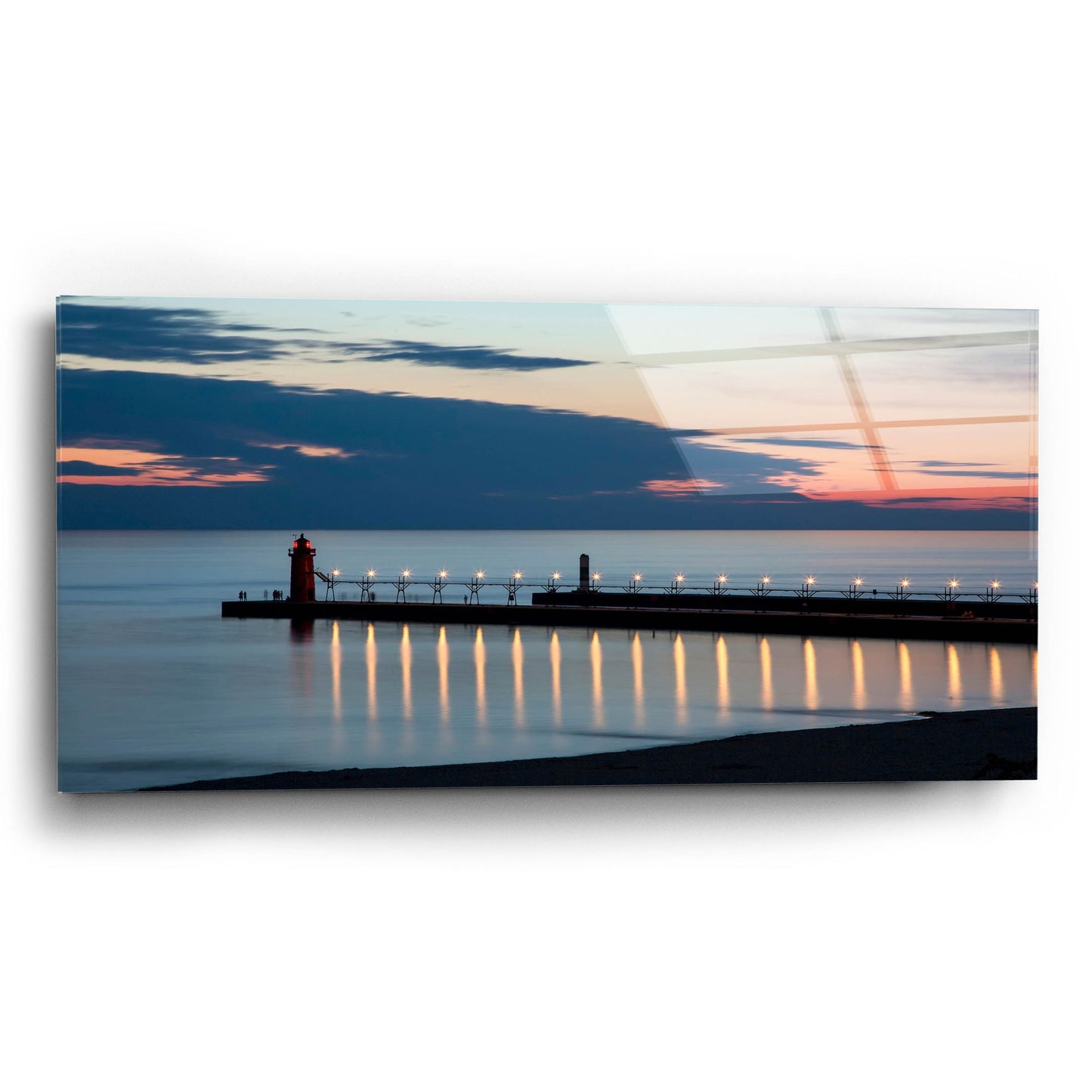 Epic Art ' South Haven Michigan Lighthouse' by Adam Romanowicz, Acrylic Glass Wall Art,24x12