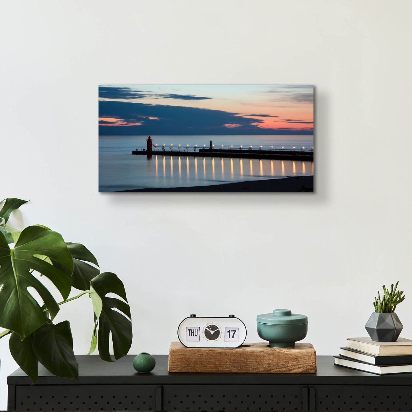 Epic Art ' South Haven Michigan Lighthouse' by Adam Romanowicz, Acrylic Glass Wall Art,24x12