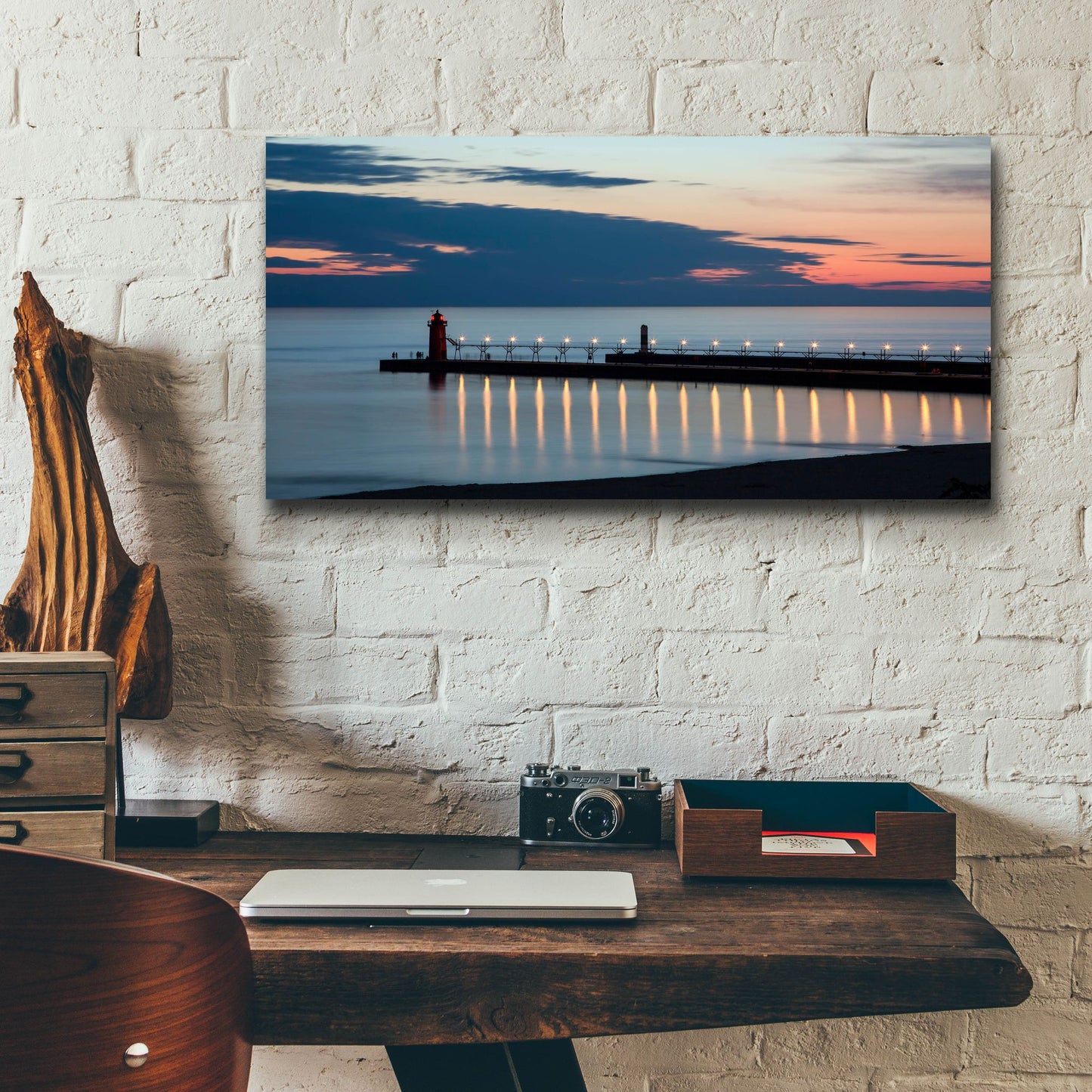 Epic Art ' South Haven Michigan Lighthouse' by Adam Romanowicz, Acrylic Glass Wall Art,24x12