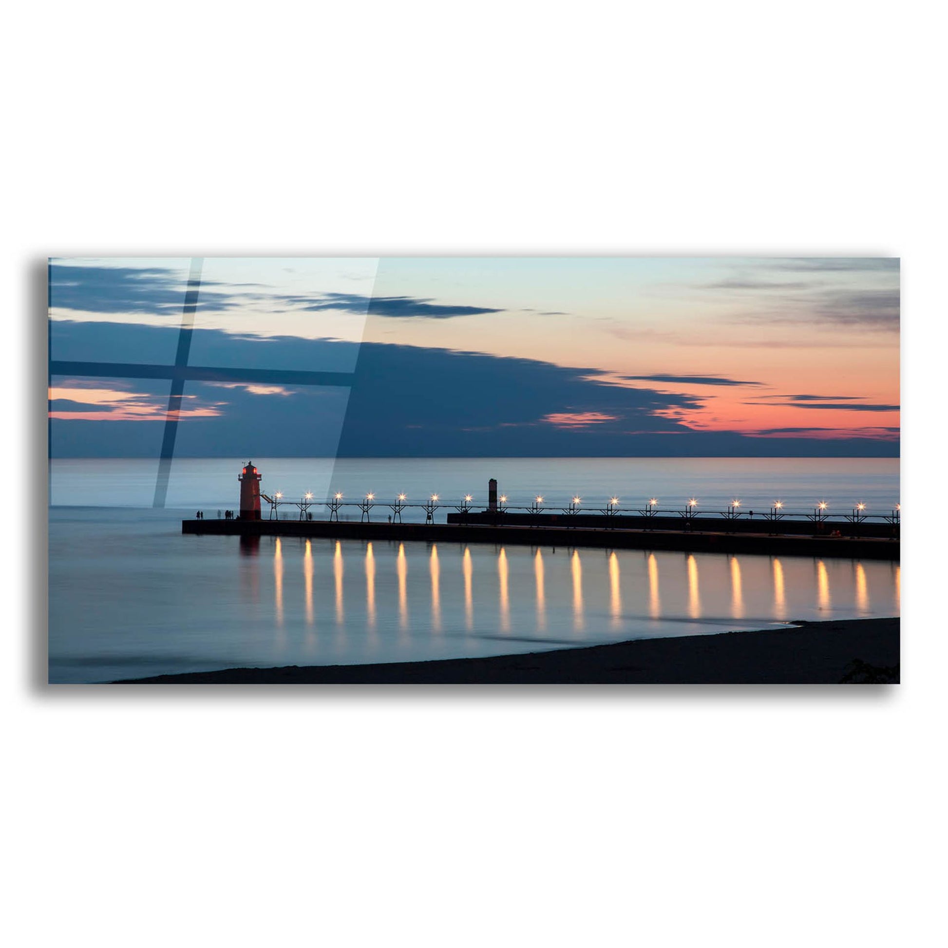 Epic Art ' South Haven Michigan Lighthouse' by Adam Romanowicz, Acrylic Glass Wall Art,24x12