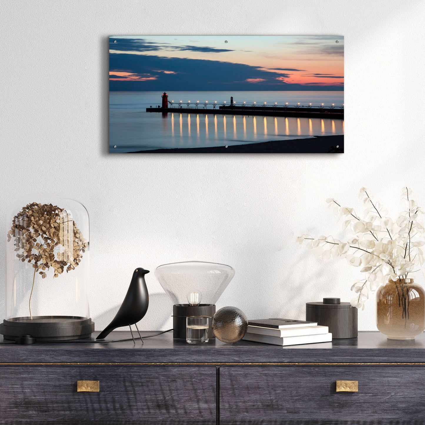 Epic Art ' South Haven Michigan Lighthouse' by Adam Romanowicz, Acrylic Glass Wall Art,48x24