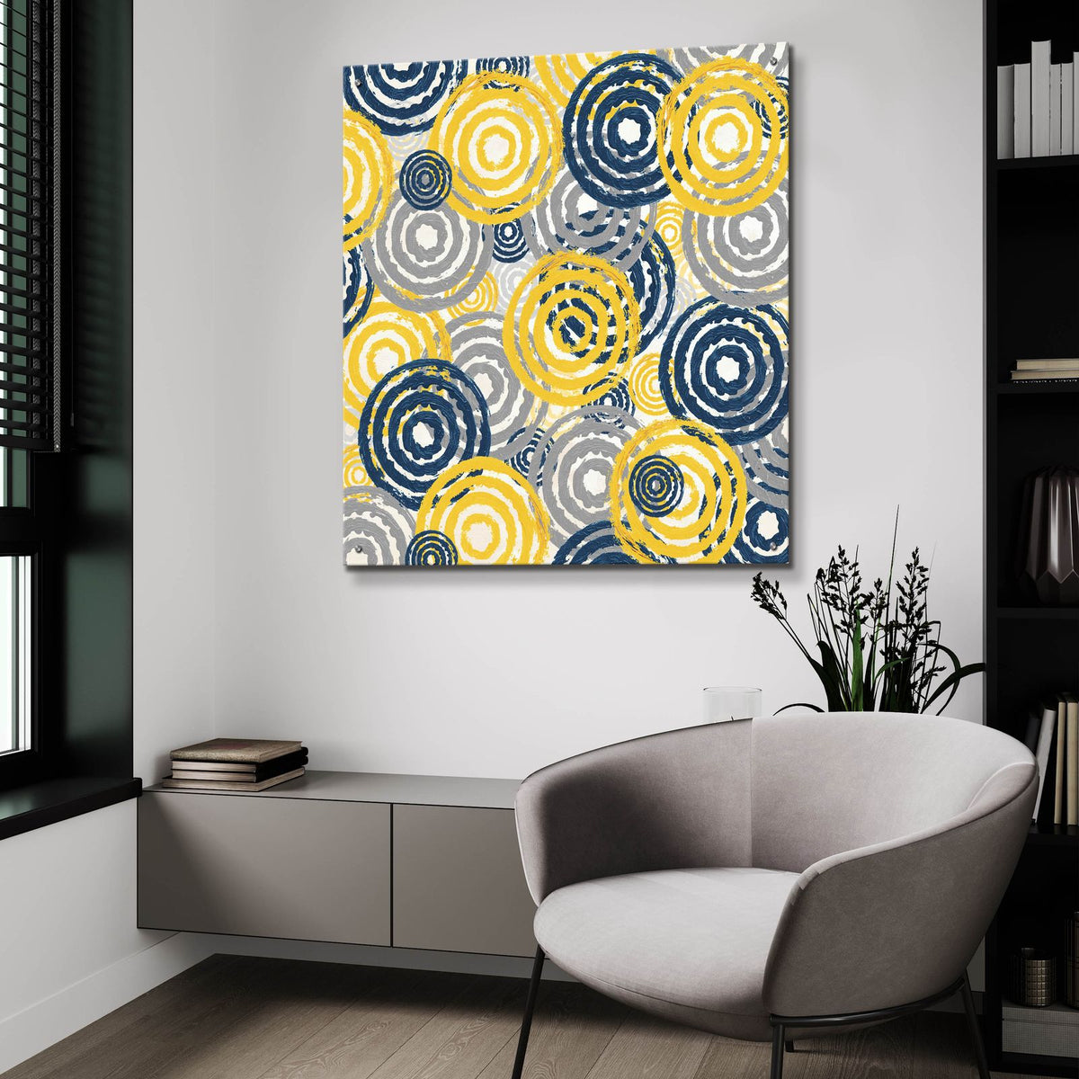New Circles 1 by Alicia Soave - 36x36 acrylic wall art in a room