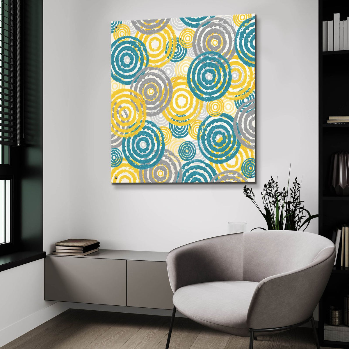 New Circles 2 by Alicia Soave - 36x36 acrylic wall art in a room