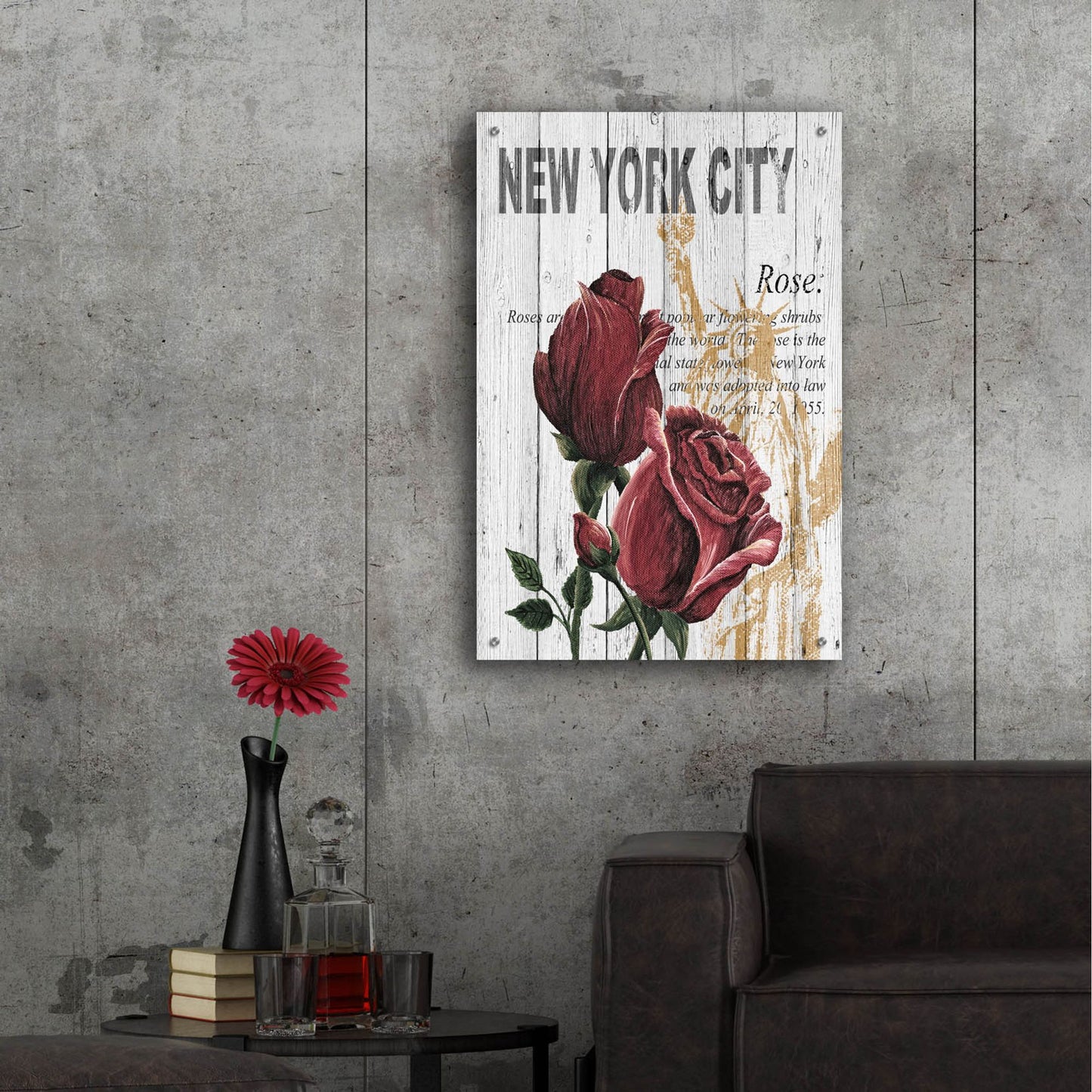 Epic Art ' New York Roses' by Alicia Soave, Acrylic Glass Wall Art,24x36