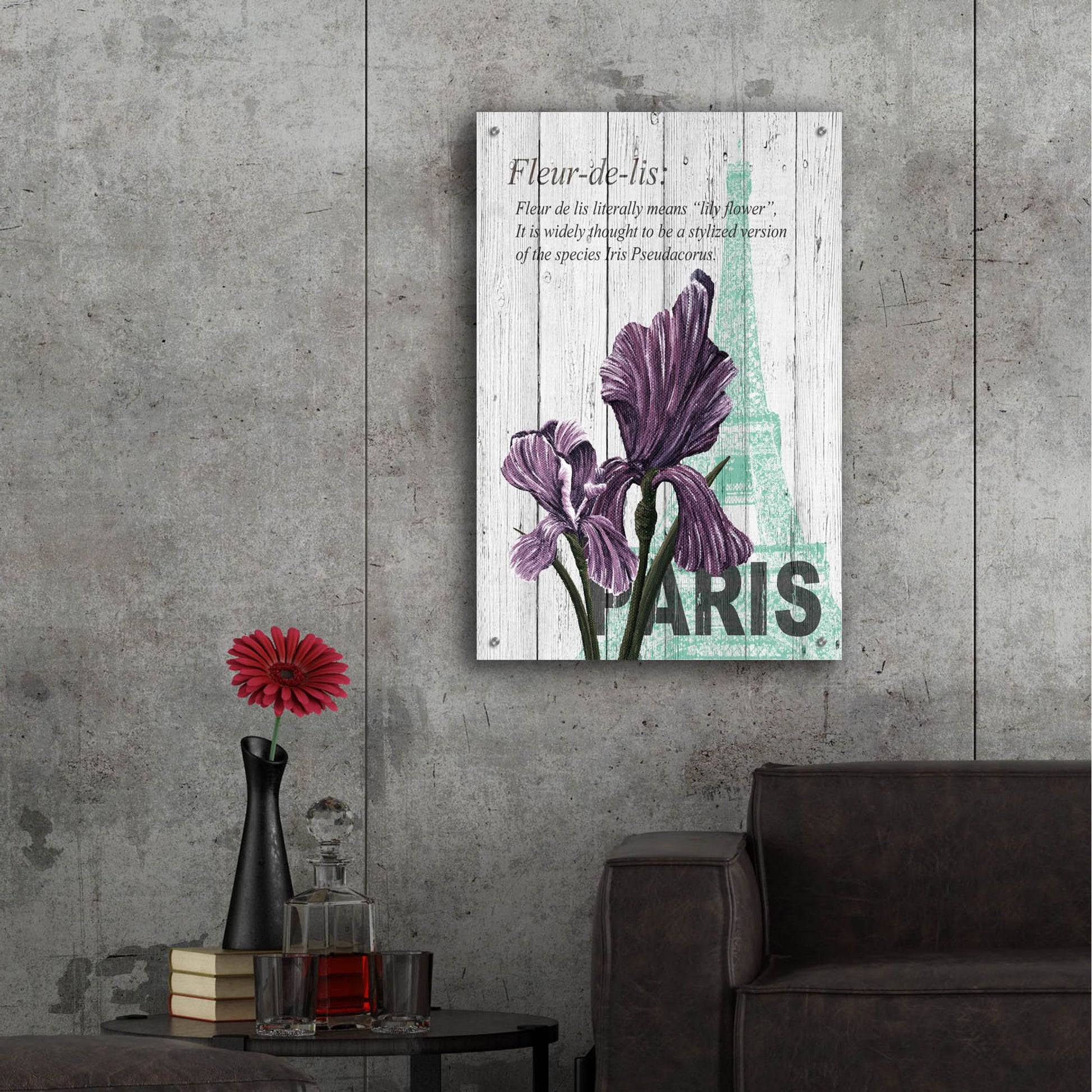 Epic Art ' Paris Iris' by Alicia Soave, Acrylic Glass Wall Art,24x36