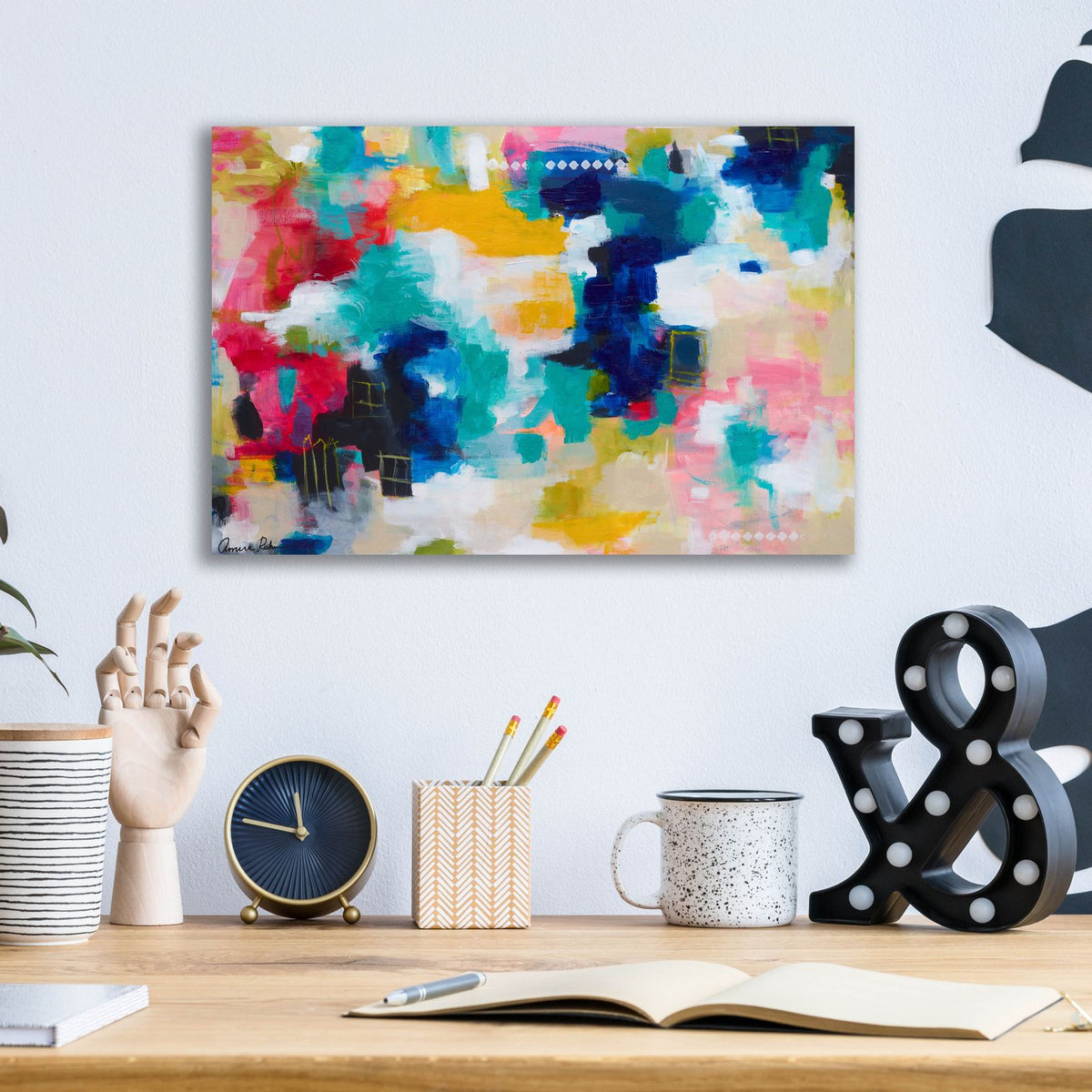House with a Picket Fence by Amira Rahim - 16x12 acrylic wall art in a room