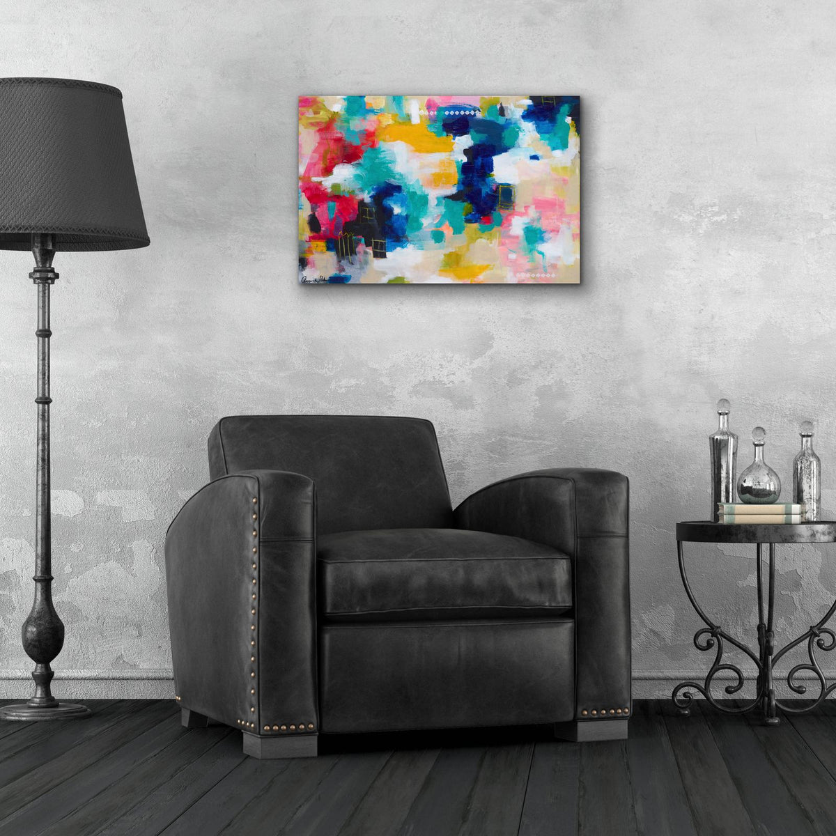 House with a Picket Fence by Amira Rahim - 24x16 acrylic wall art in a room