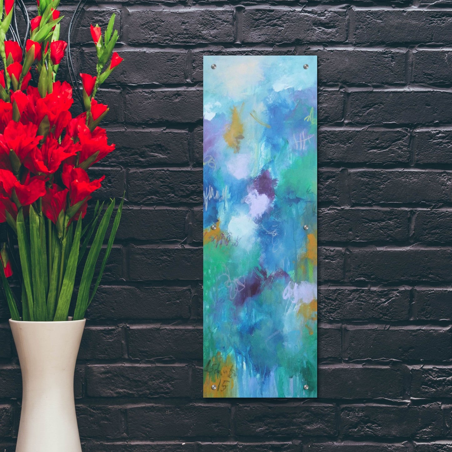 Epic Art ' Walking In Colors One' by Anna Schueler, Acrylic Glass Wall Art,12x36