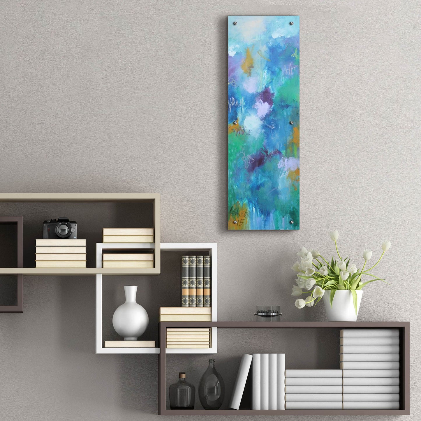 Epic Art ' Walking In Colors One' by Anna Schueler, Acrylic Glass Wall Art,12x36