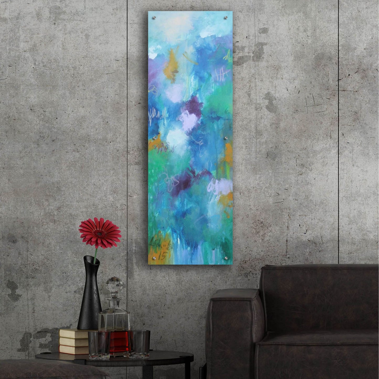 Epic Art ' Walking In Colors One' by Anna Schueler, Acrylic Glass Wall Art,16x48