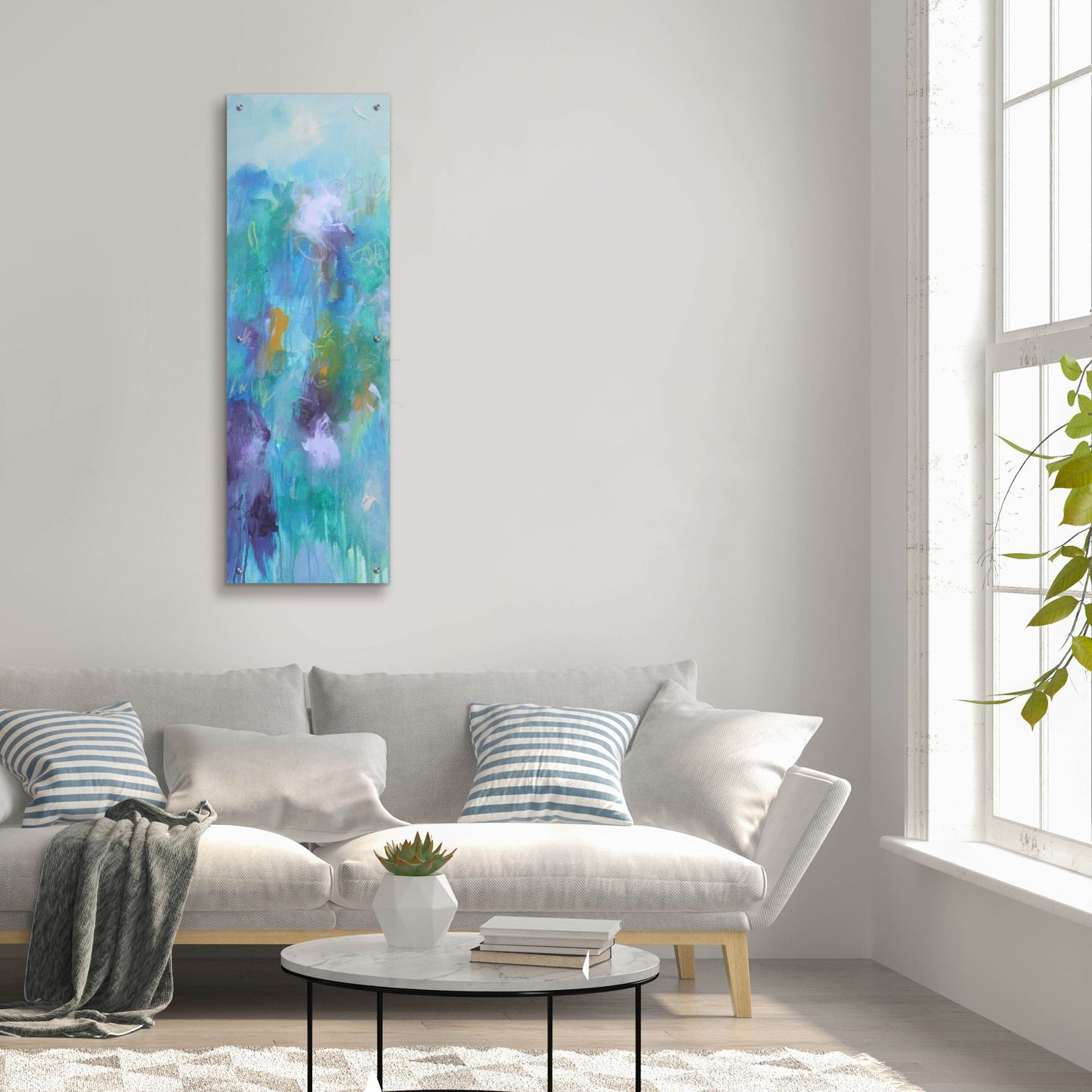 Epic Art ' Walking In Colors Two' by Anna Schueler, Acrylic Glass Wall Art,16x48