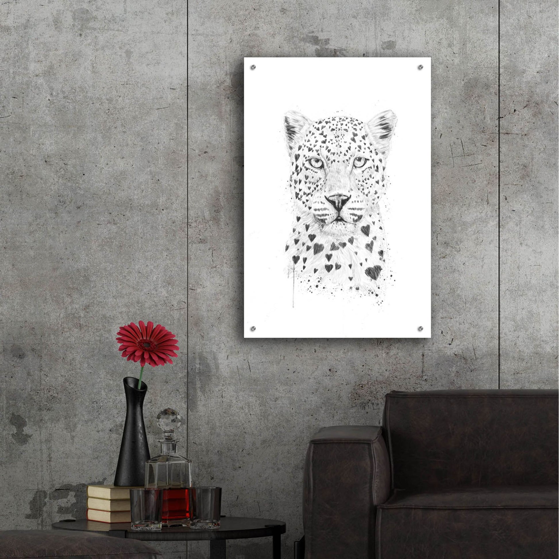 Epic Art ' Lovely Leopard' by Balazs Solti, Acrylic Glass Wall Art,24x36