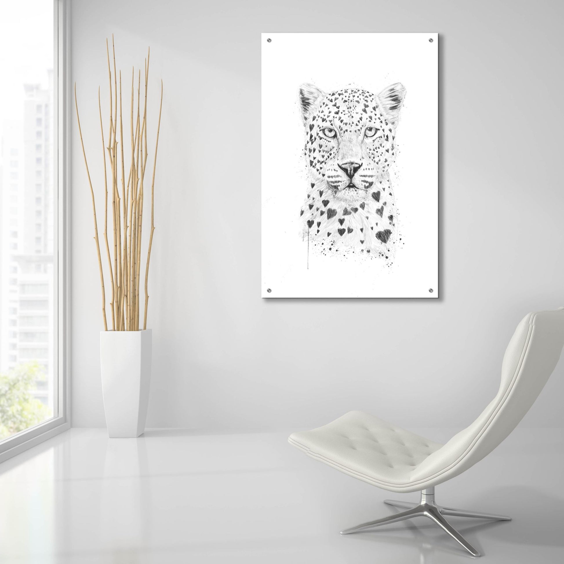 Epic Art ' Lovely Leopard' by Balazs Solti, Acrylic Glass Wall Art,24x36