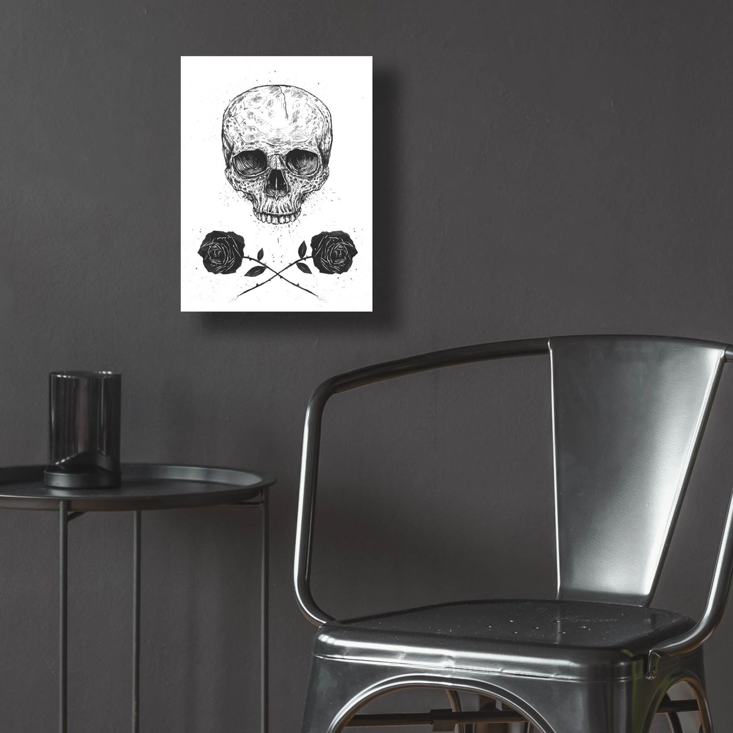 Epic Art ' Skull N Roses' by Balazs Solti, Acrylic Glass Wall Art,12x16