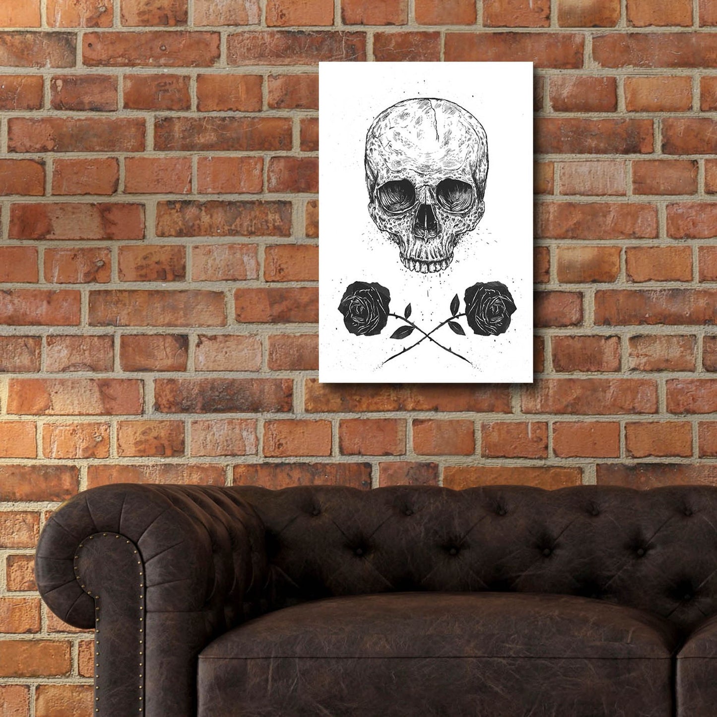 Epic Art ' Skull N Roses' by Balazs Solti, Acrylic Glass Wall Art,16x24