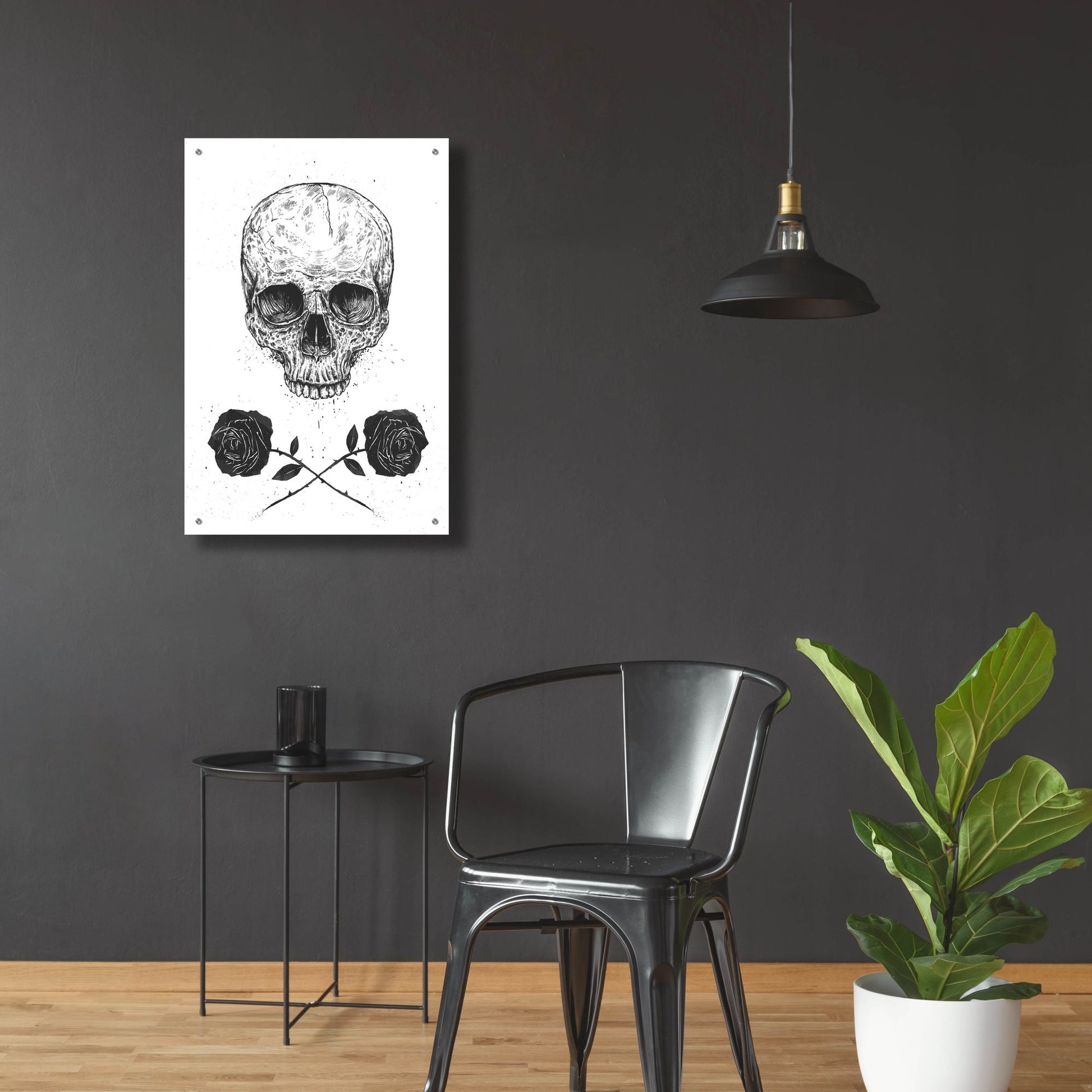 Epic Art ' Skull N Roses' by Balazs Solti, Acrylic Glass Wall Art,24x36