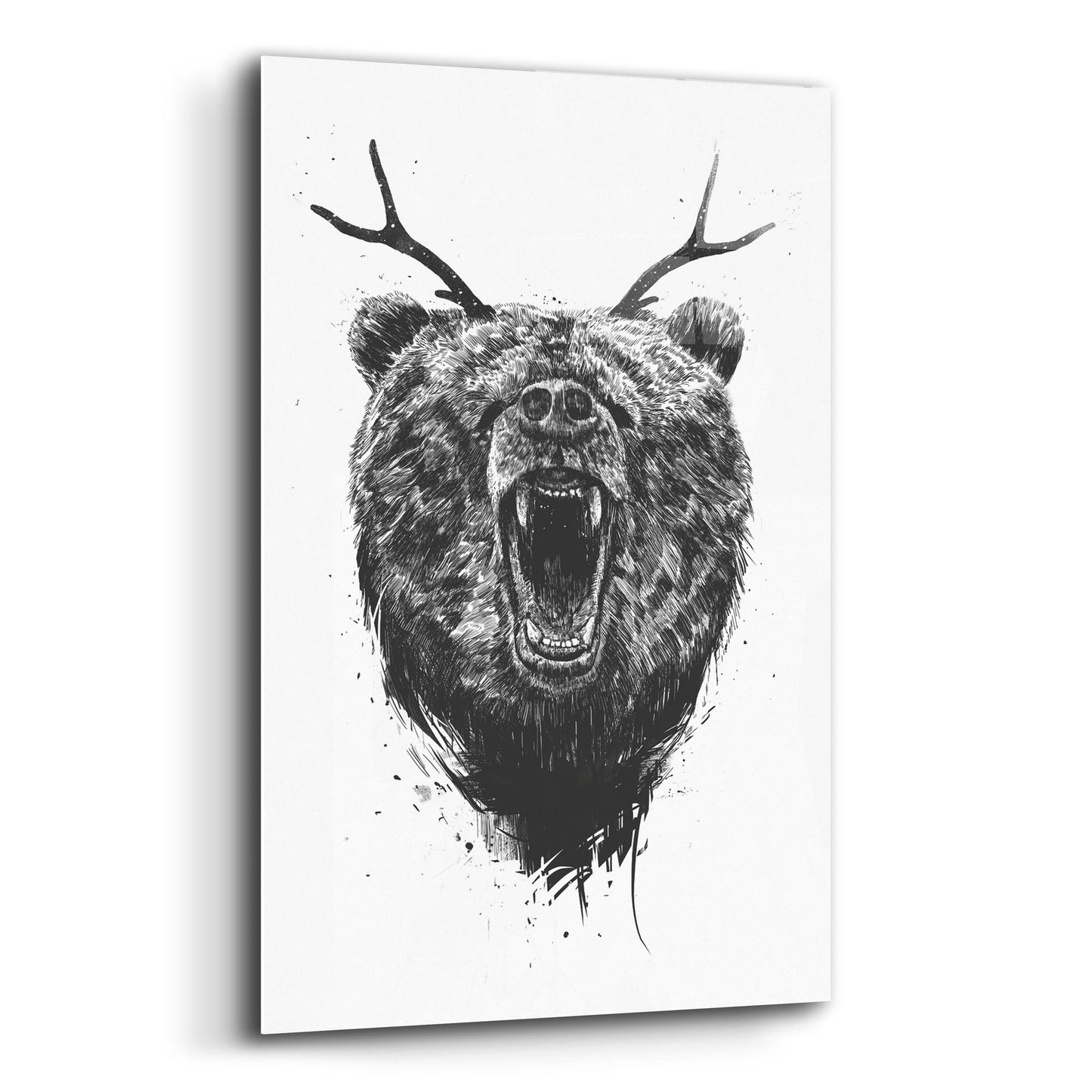 Epic Art ' Angry Bear With Antlers' by Balazs Solti, Acrylic Glass Wall Art,12x16