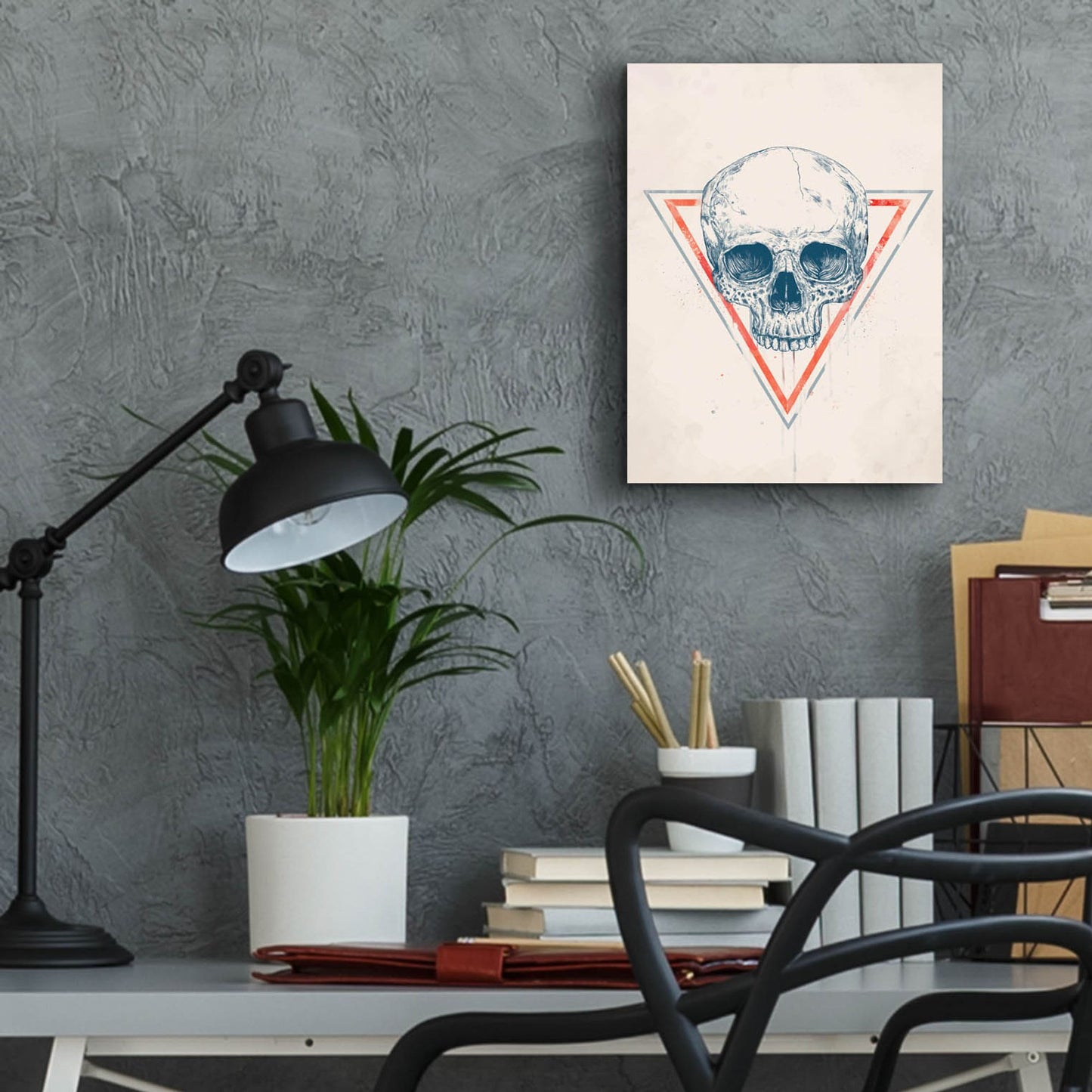 Epic Art ' Skull in Triangle 2' by Balazs Solti, Acrylic Glass Wall Art,12x16