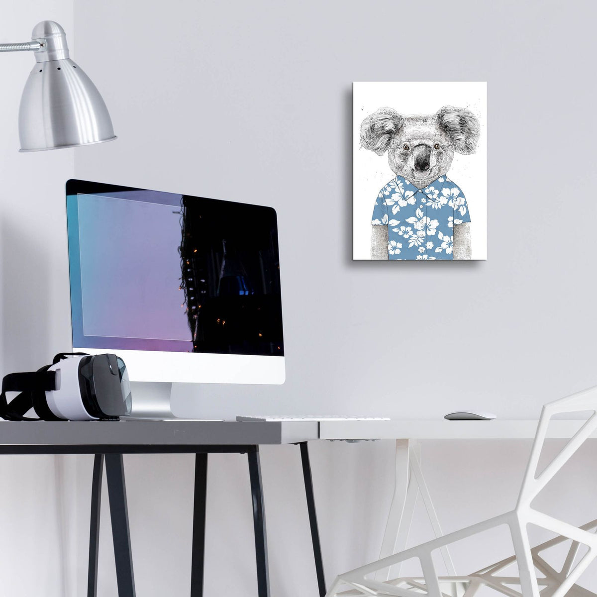 Summer Koala, Blue by Balazs Solti - 12x16 acrylic wall art in a room