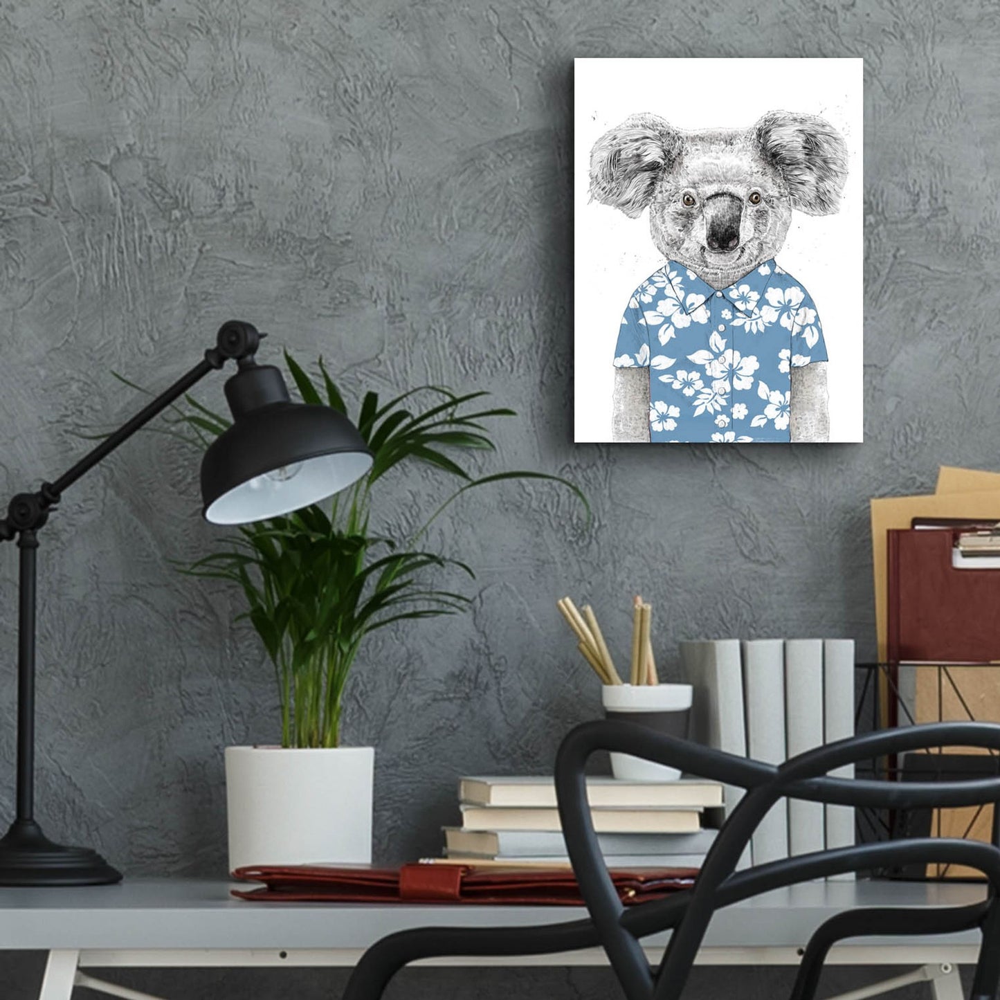 Epic Art ' Summer Koala, Blue' by Balazs Solti, Acrylic Glass Wall Art,12x16