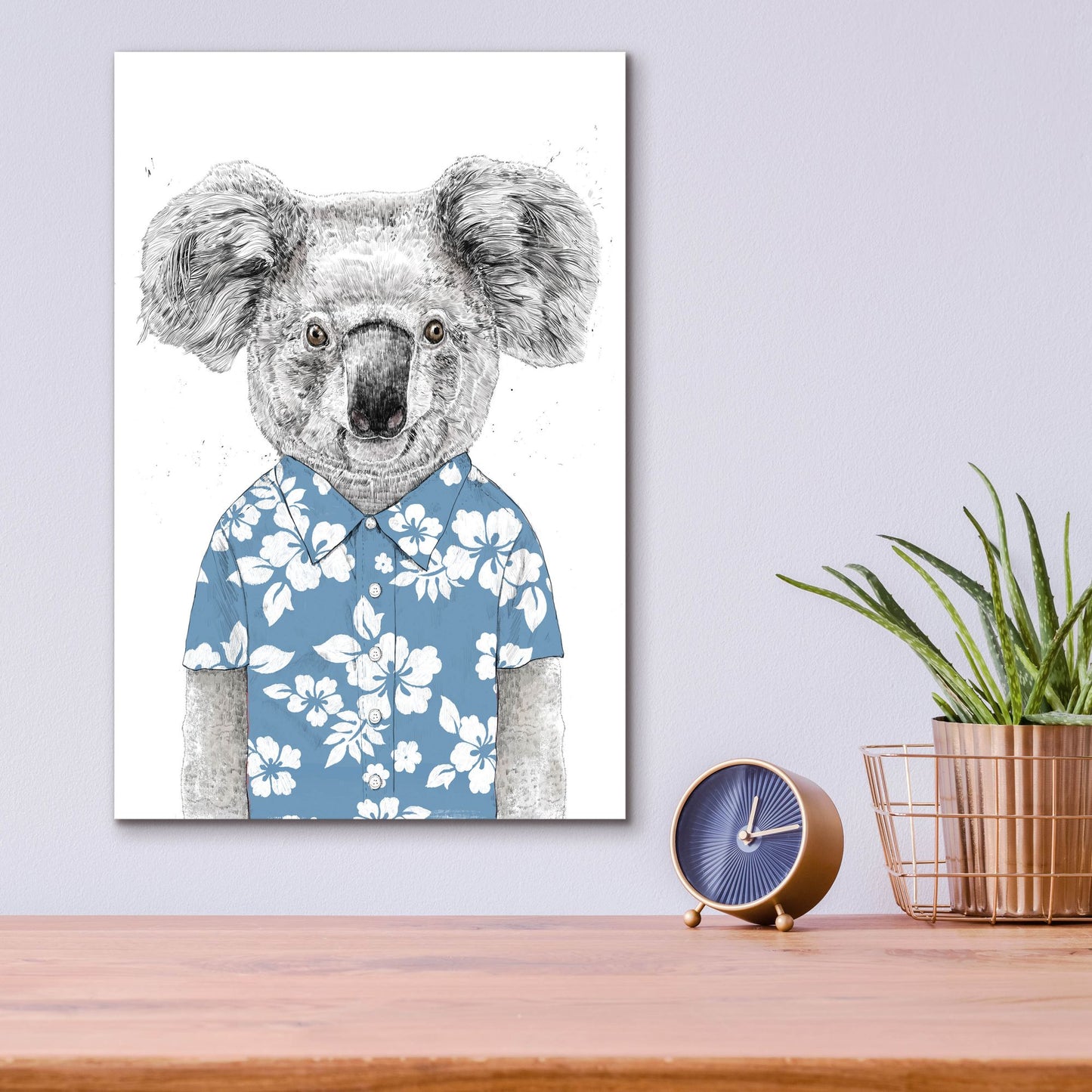 Epic Art ' Summer Koala, Blue' by Balazs Solti, Acrylic Glass Wall Art,12x16