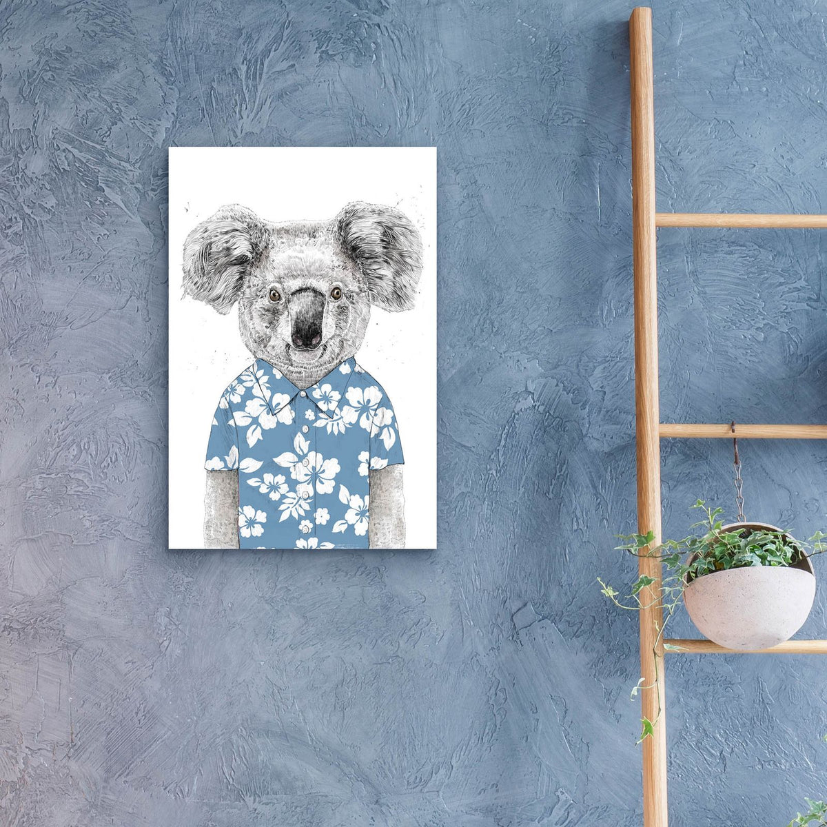 Summer Koala, Blue by Balazs Solti - 16x24 acrylic wall art in a room