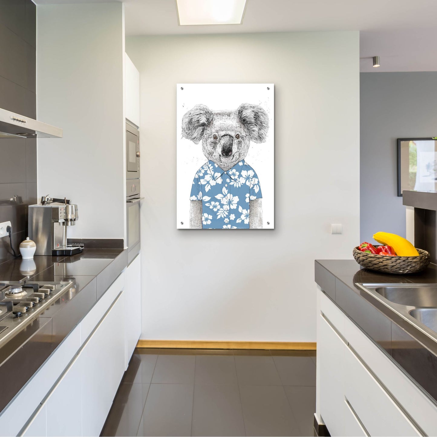 Epic Art ' Summer Koala, Blue' by Balazs Solti, Acrylic Glass Wall Art,24x36