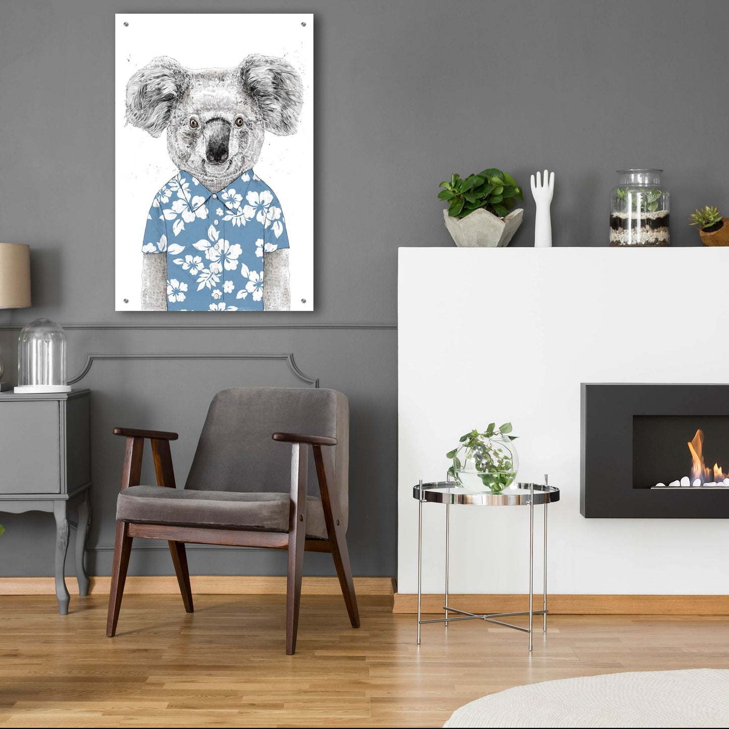 Epic Art ' Summer Koala, Blue' by Balazs Solti, Acrylic Glass Wall Art,24x36