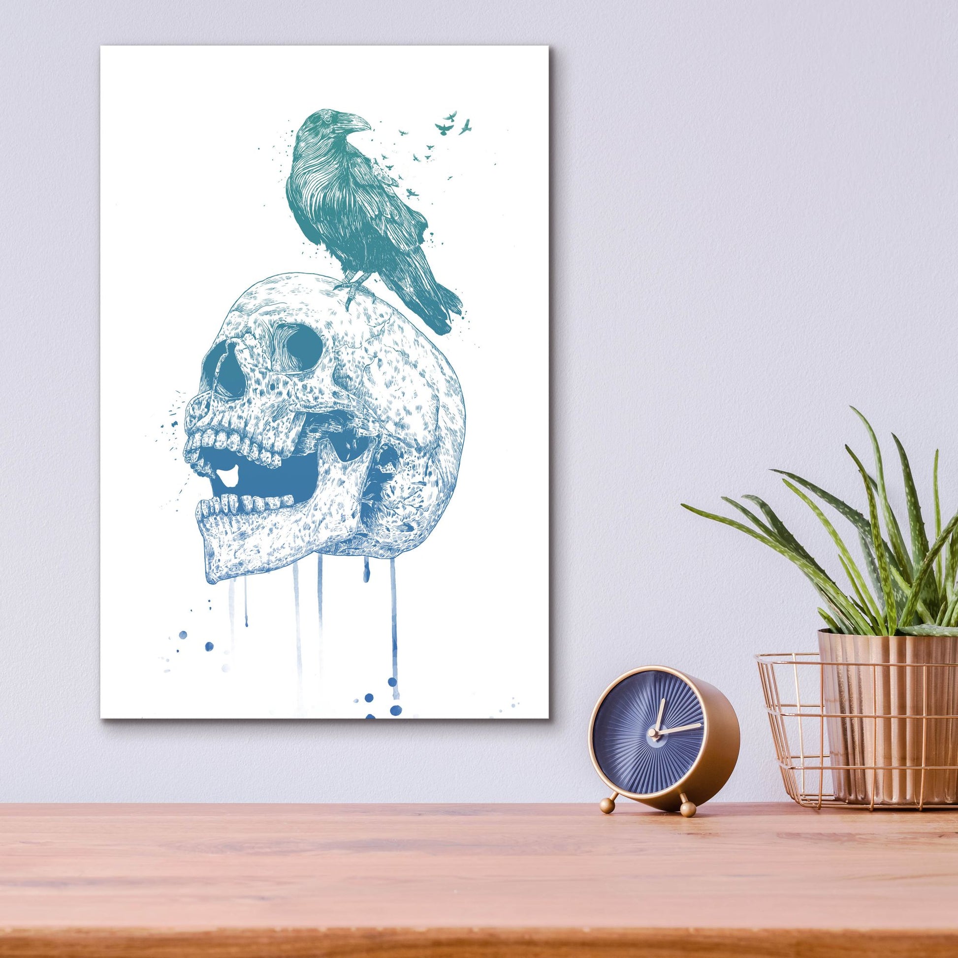 Epic Art ' New Skull, Blue' by Balazs Solti, Acrylic Glass Wall Art,12x16