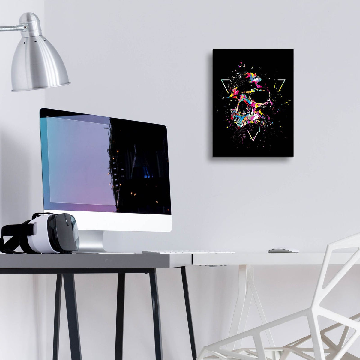 Skull X by Balazs Solti - 12x16 acrylic wall art in a room