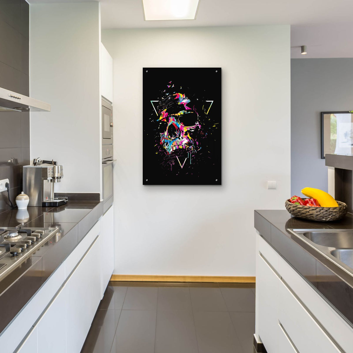 Skull X by Balazs Solti - 24x36 acrylic wall art in a room