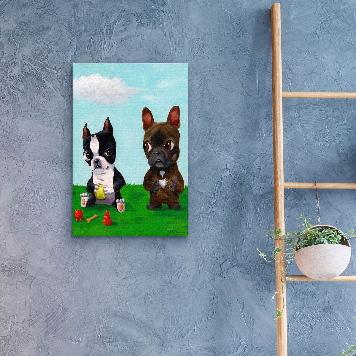 Boston and Frenchie by Brian Rubenacker - 16x24 acrylic wall art in a room