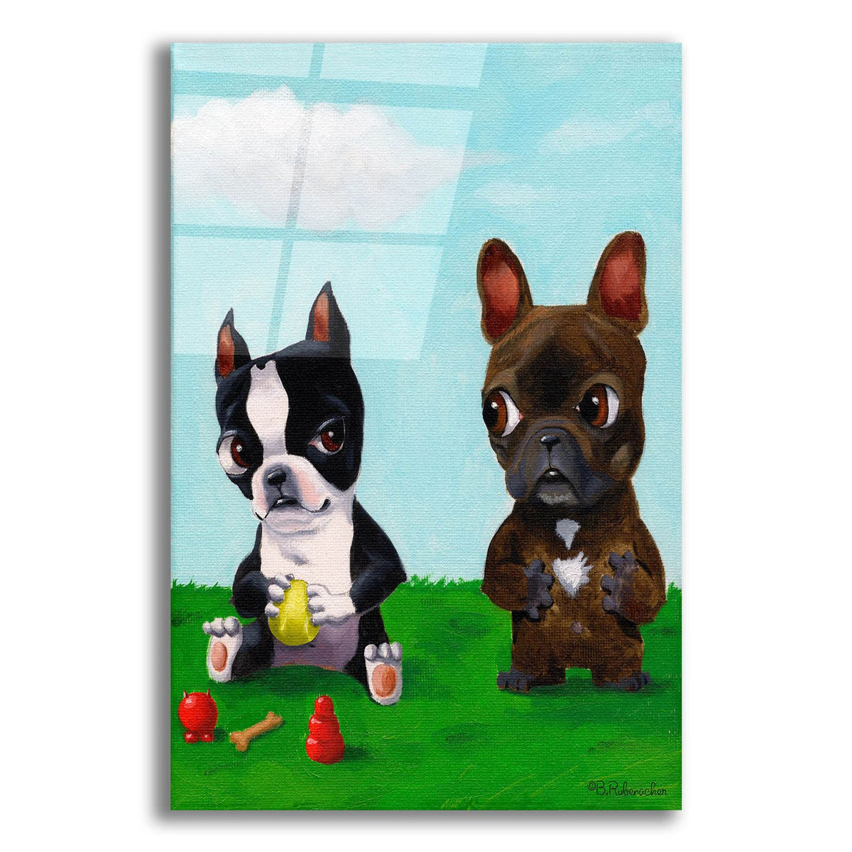 Boston and Frenchie by Brian Rubenacker acrylic glass wall art