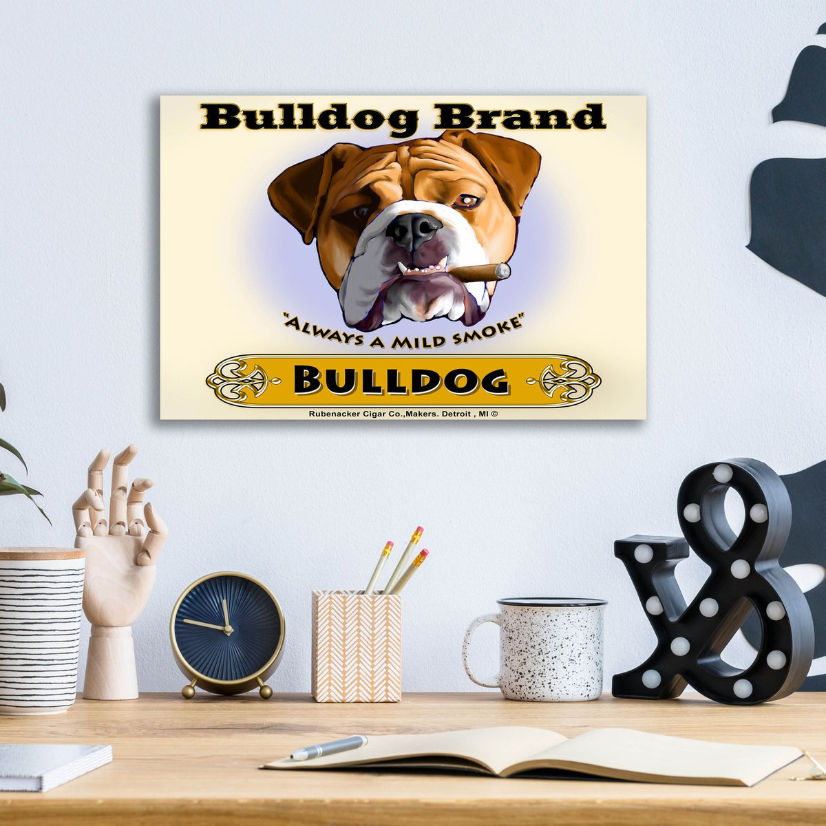 Bulldog Cigar by Brian Rubenacker - 16x12 acrylic wall art in a room