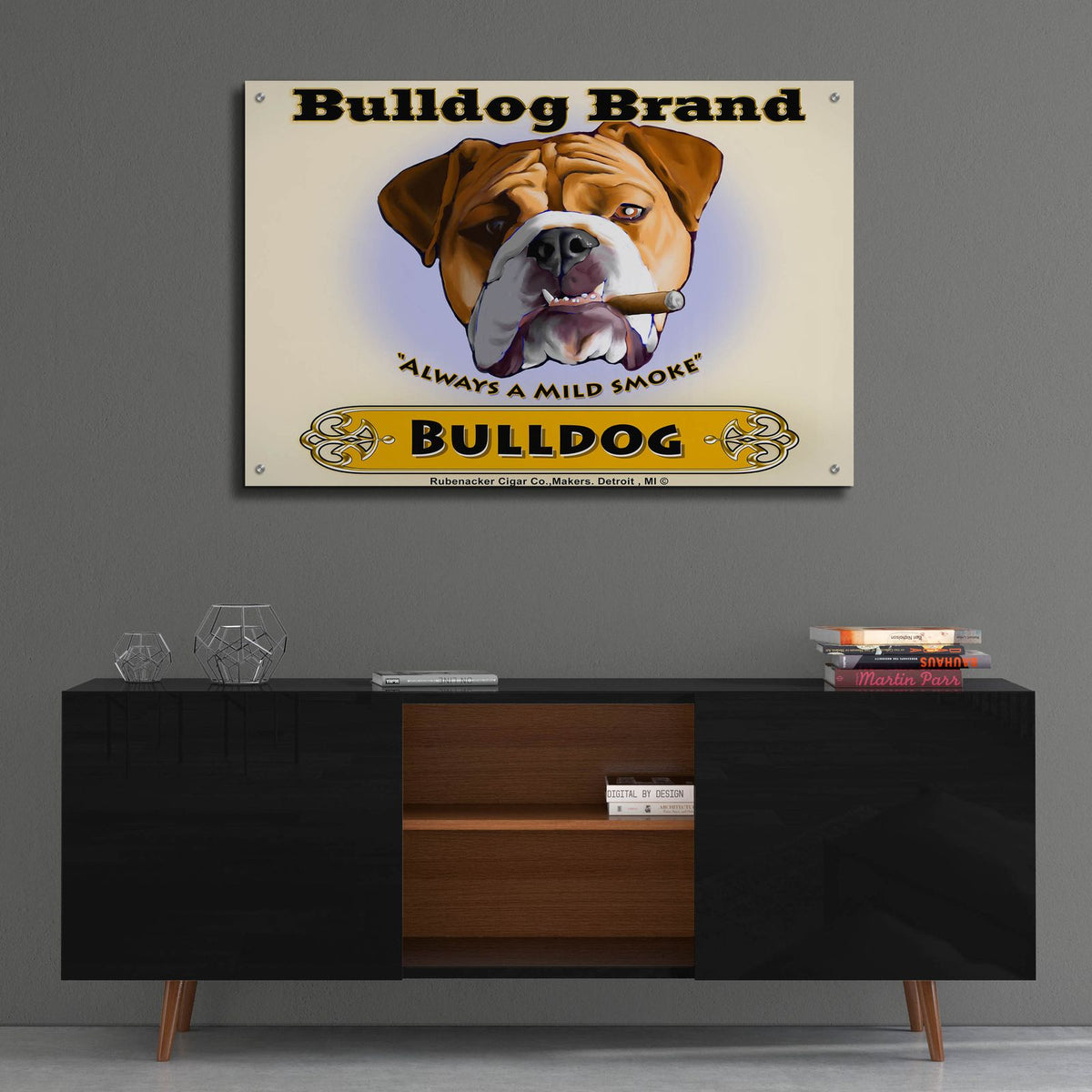 Bulldog Cigar by Brian Rubenacker - 36x24 acrylic wall art in a room