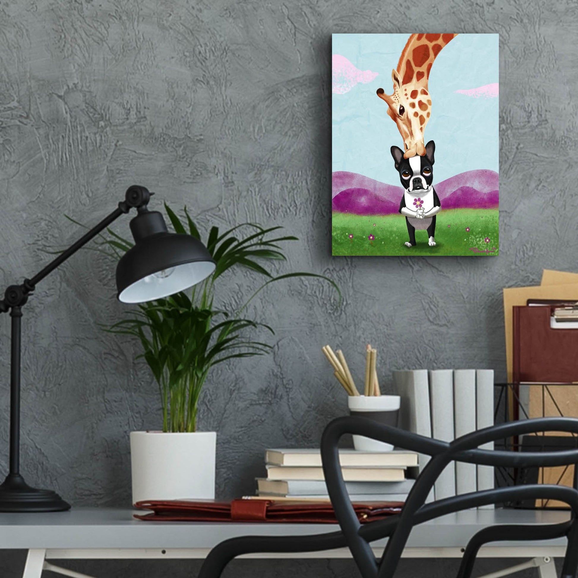 Epic Art ' Giraffe Kisses' by Brian Rubenacker, Acrylic Glass Wall Art,12x16