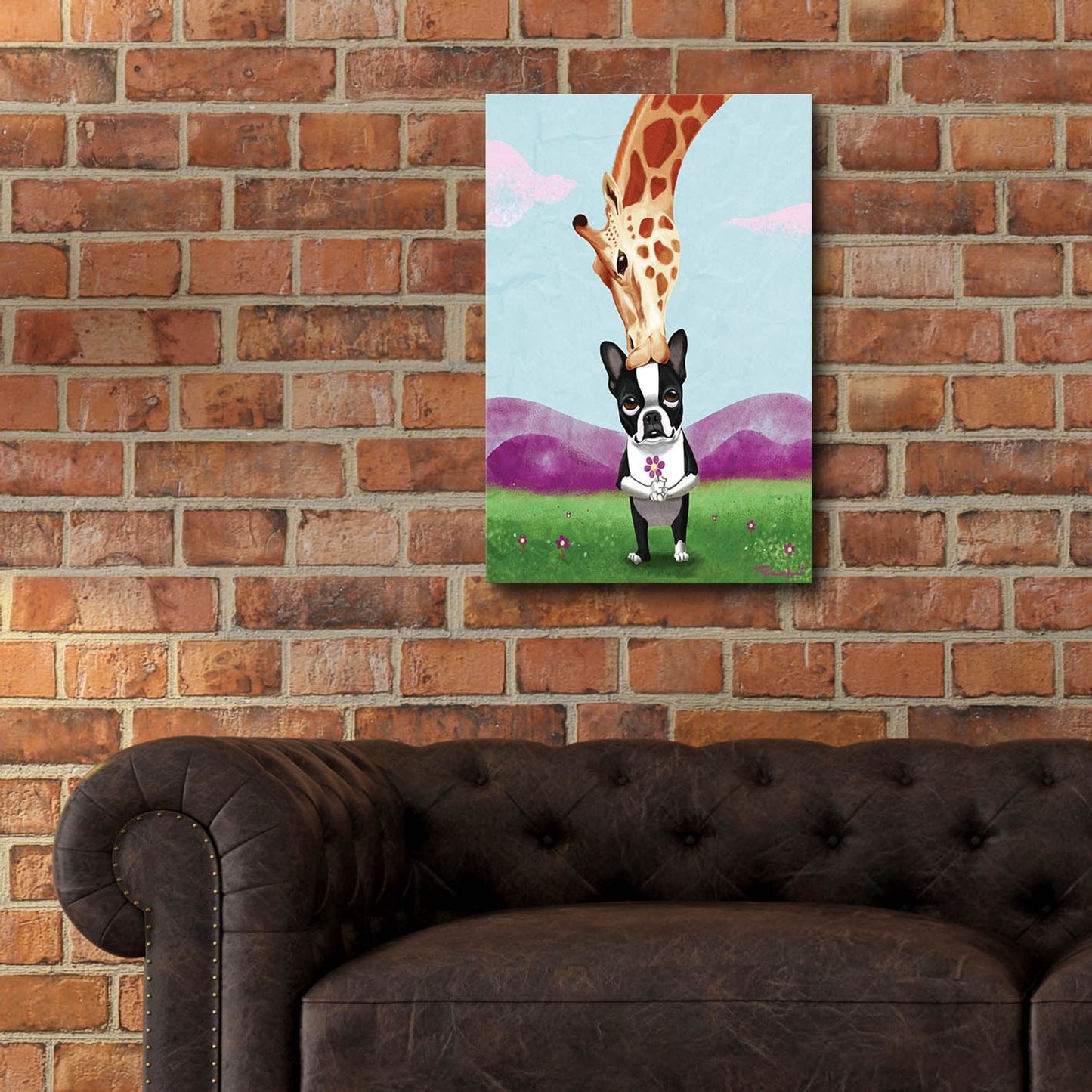 Epic Art ' Giraffe Kisses' by Brian Rubenacker, Acrylic Glass Wall Art,16x24